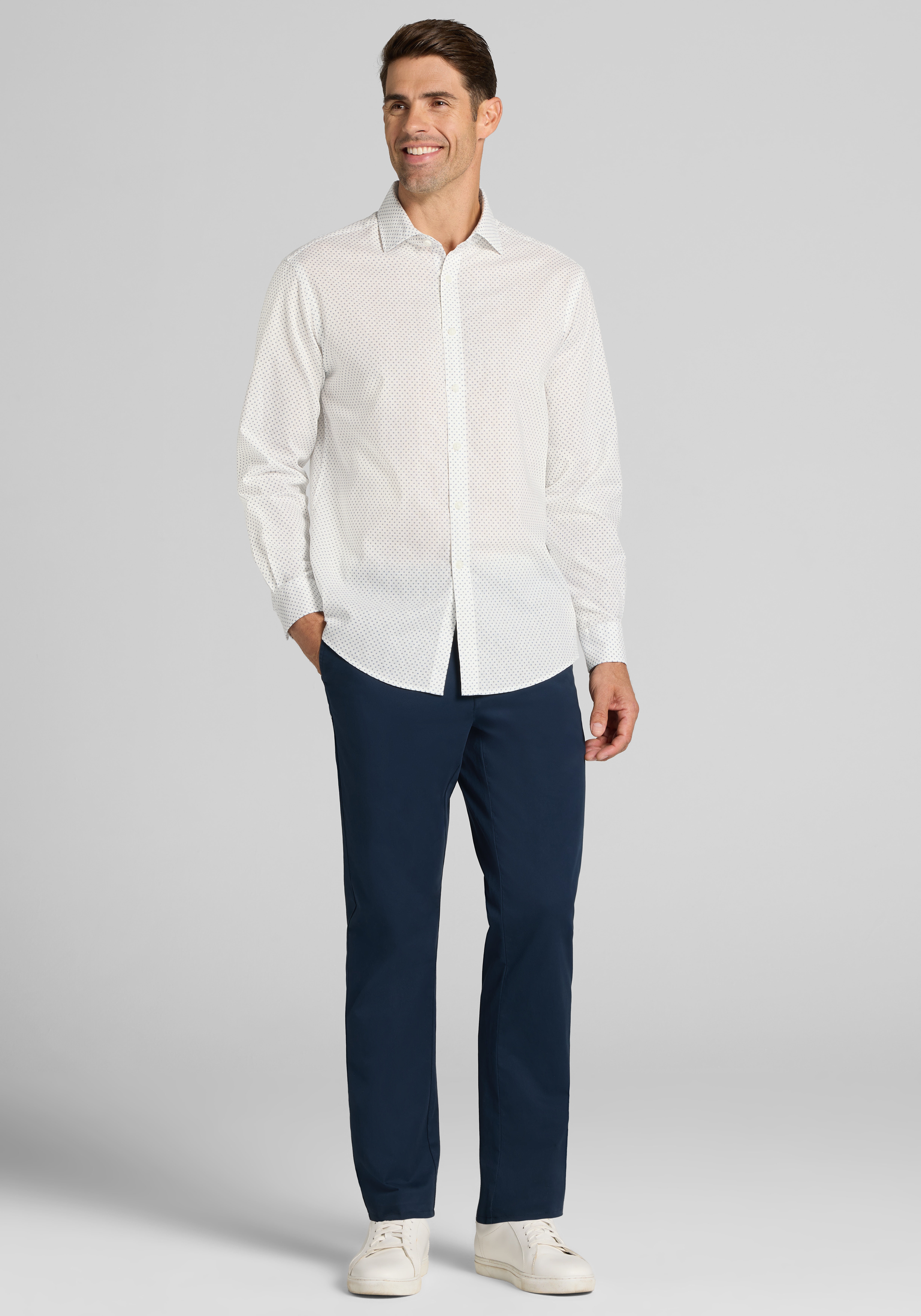 Jos. A. Bank Tailored Fit Linen Blend Mini Daisy Sportshirt