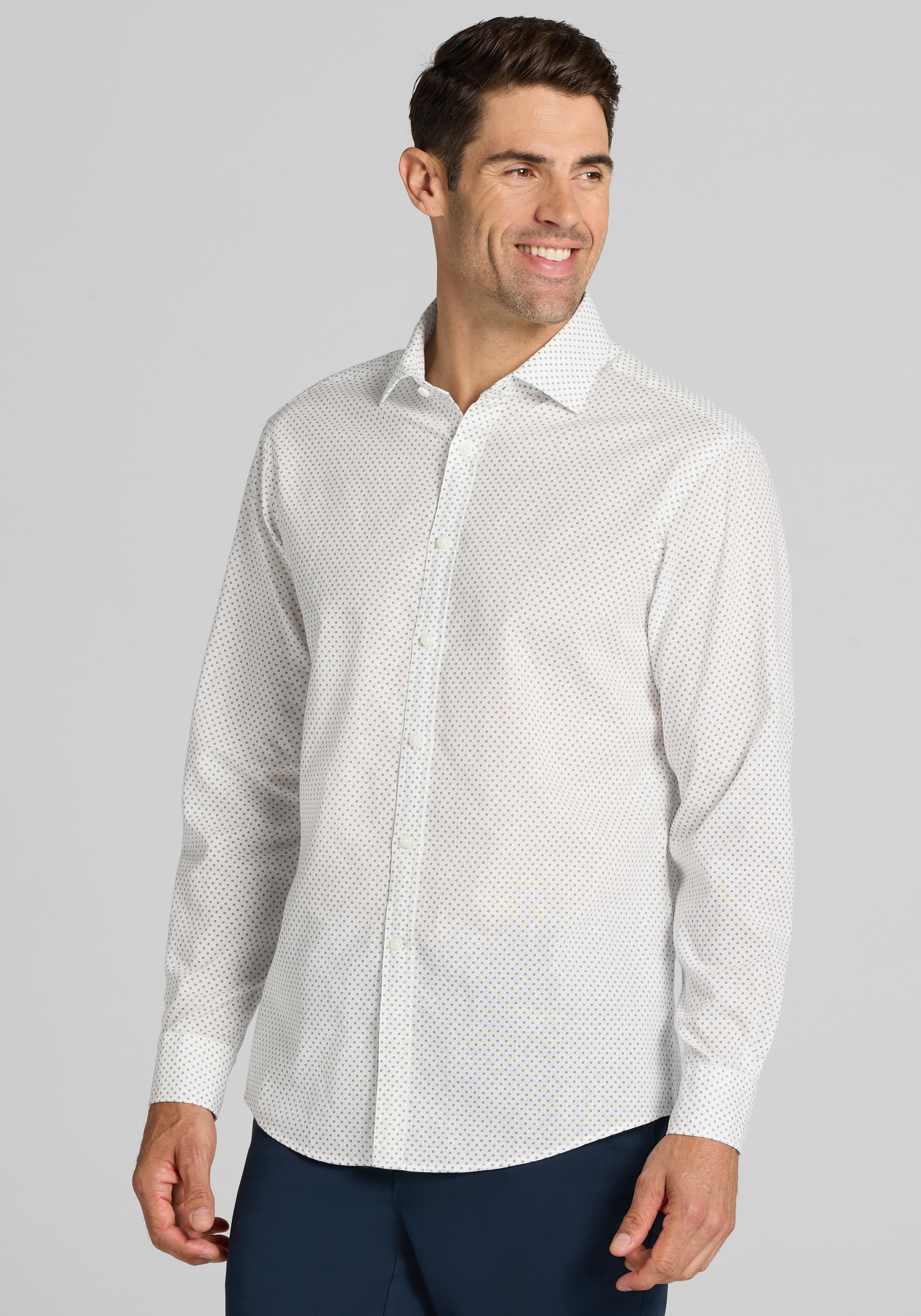Men's Special Categories, Jos. A. Bank Tailored Fit Linen Blend Mini Daisy Sportshirt - Big & Tall - Jos A Bank