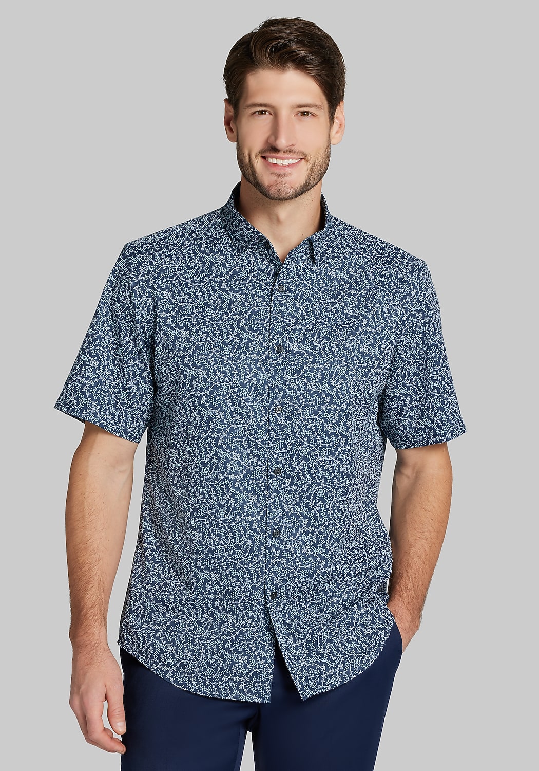 Traveler&reg; COOL<i>MOTION</i> Tailored Fit Grapes 4-way Stretch Short Sleeve Sportshirt