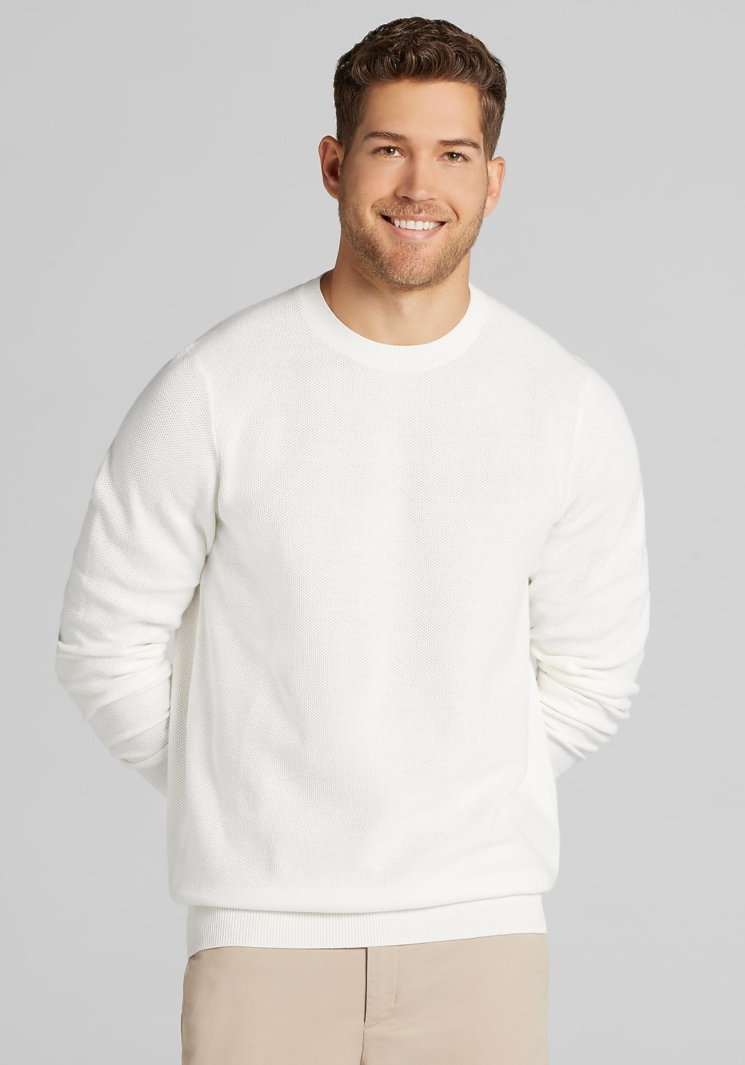 Jos. A. Bank Tailored Fit Textured Crew Neck Sweater