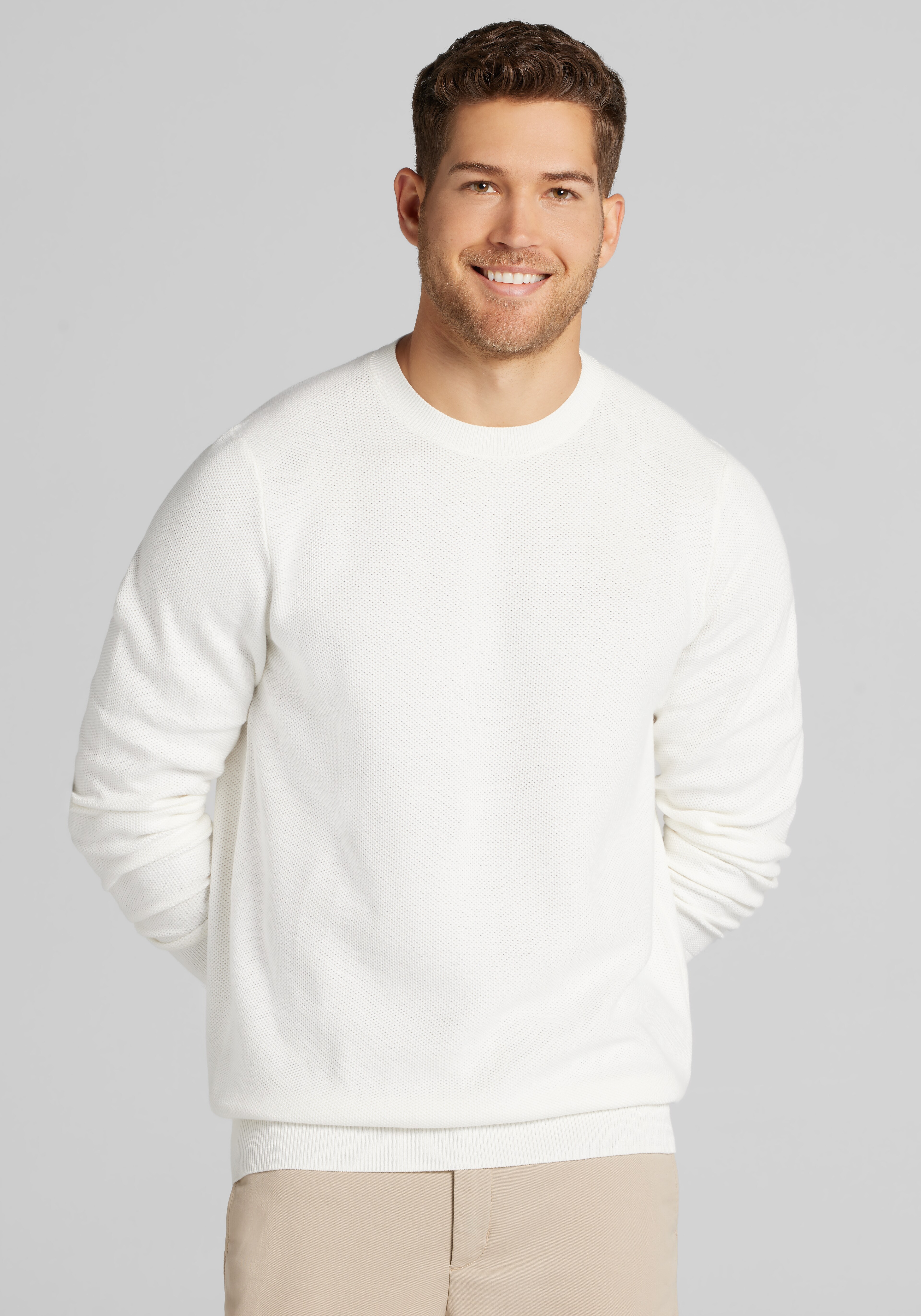 Jos. A. Bank Tailored Fit Textured Crew Neck Sweater CLEARANCE