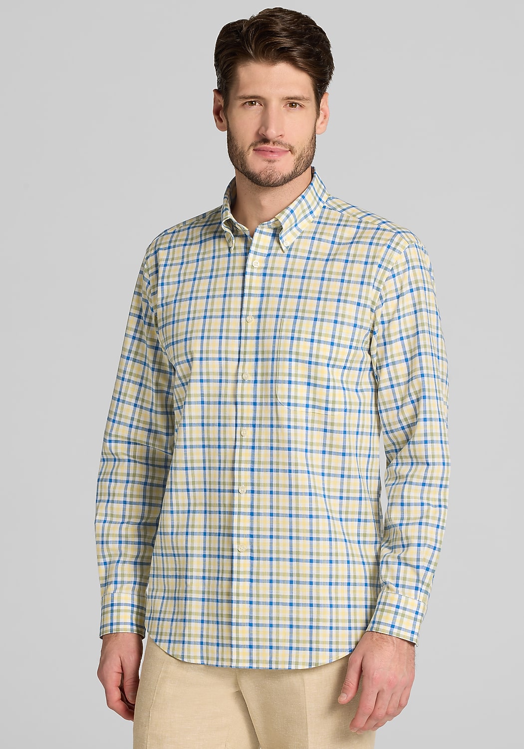 Jos. A. Bank Tailored Fit Bold Check Sportshirt - Big & Tall