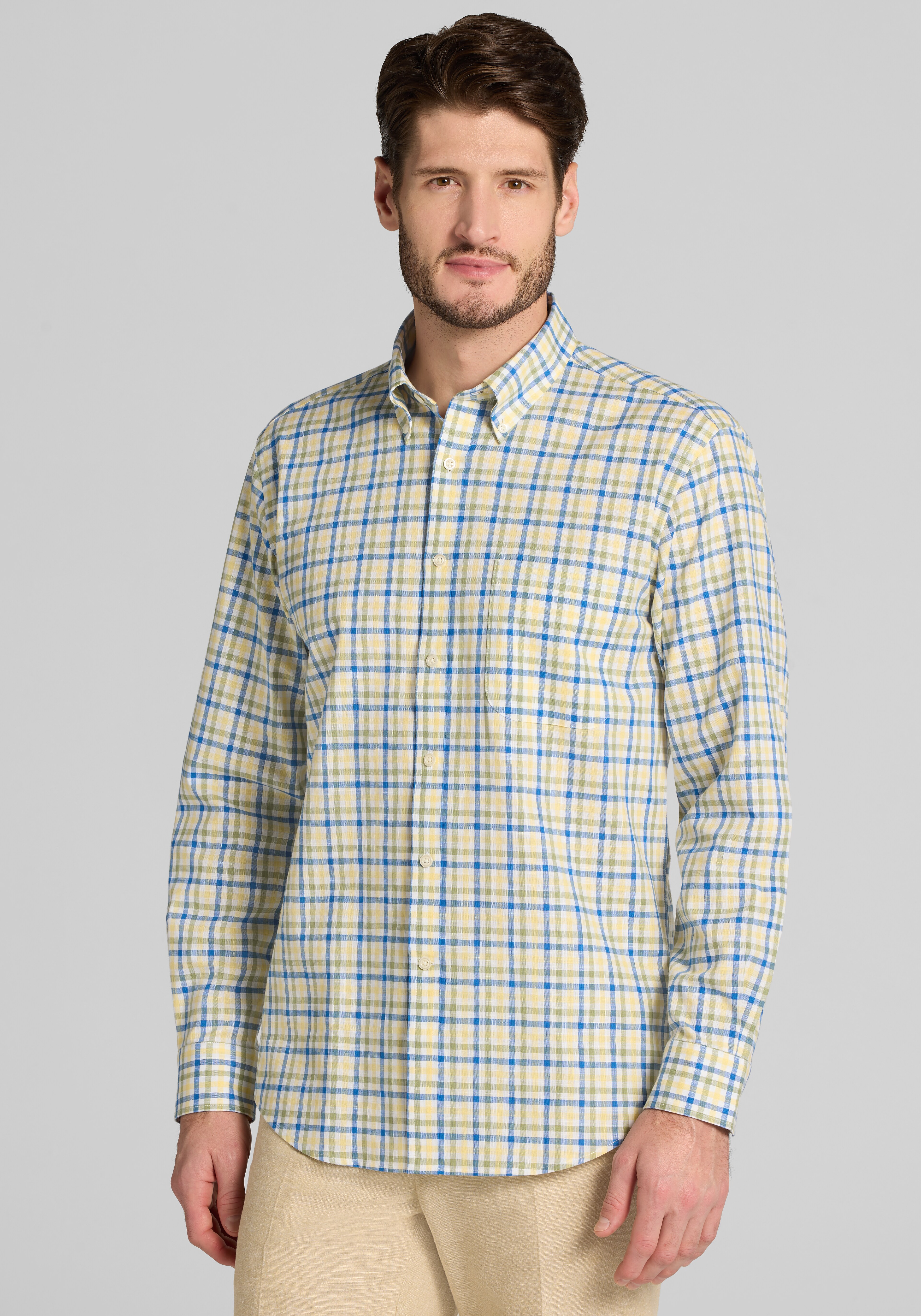 Jos. A. Bank Tailored Fit Bold Check Sportshirt - Big & Tall CLEARANCE