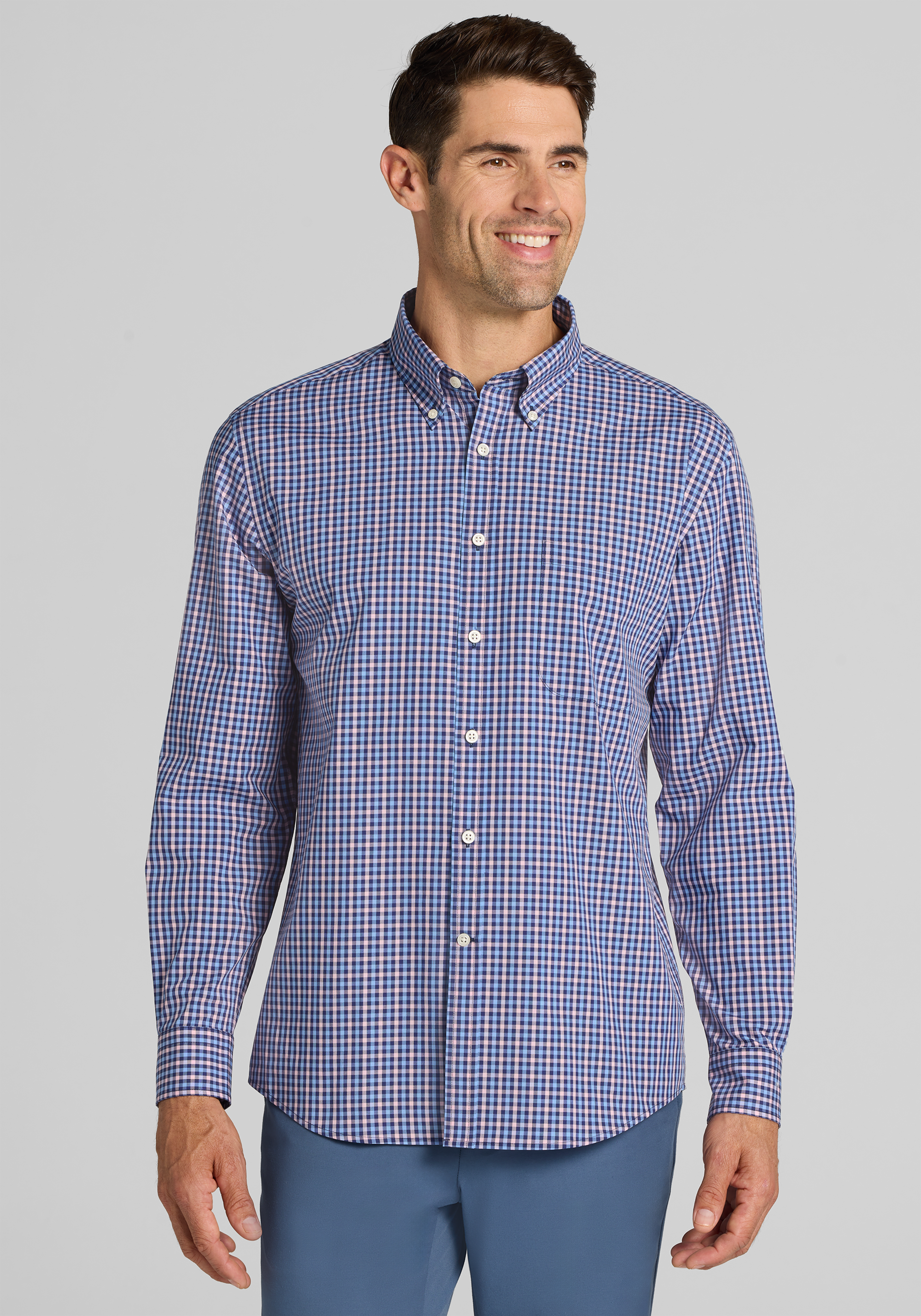 Jos. A. Bank Tailored Fit Mini Check Sportshirt - Big & Tall CLEARANCE