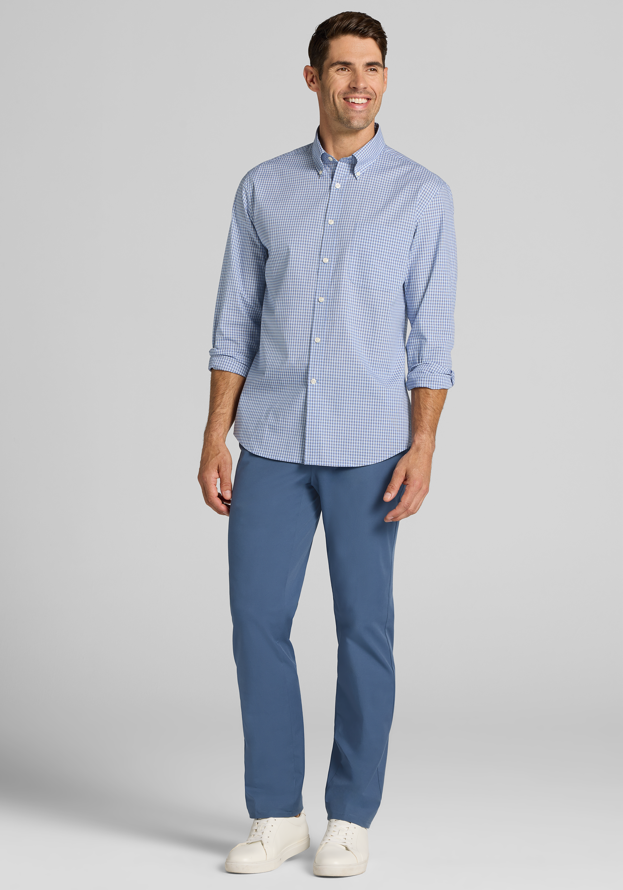 Jos. A. Bank Tailored Fit Mini Tonal Plaid Sportshirt