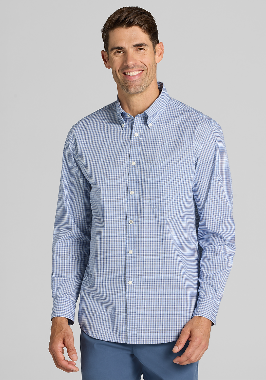Jos. A. Bank Tailored Fit Mini Tonal Plaid Sportshirt - Big & Tall