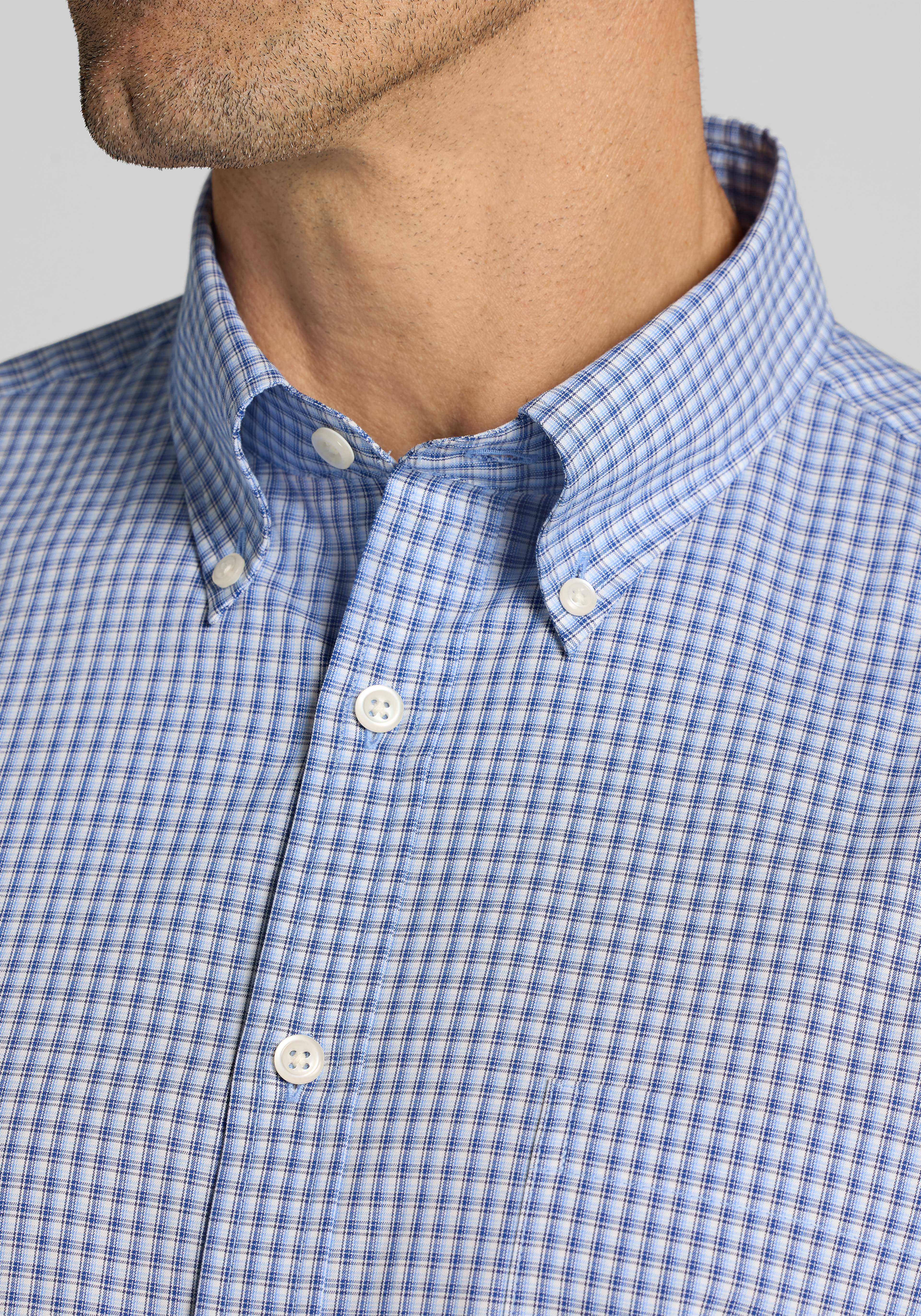 Jos. A. Bank Tailored Fit Mini Tonal Plaid Button Up Shirt - Big & Tall CLEARANCE