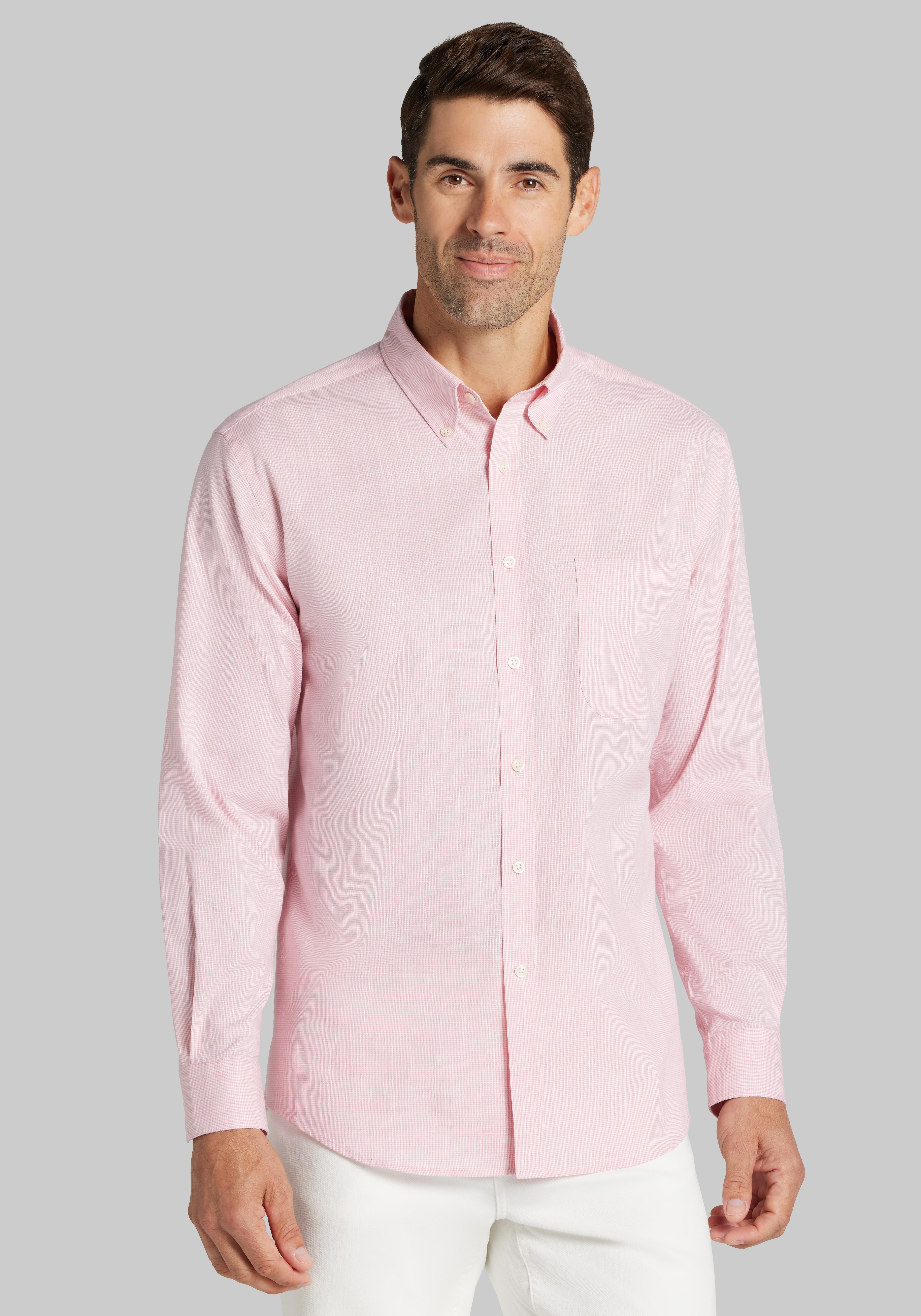 Men's FLYOUT_CATEGORY, Jos. A. Bank Tailored Fit Mini Houndstooth Button-Down Collar Sportshirt - Big & Tall - Jos A Bank