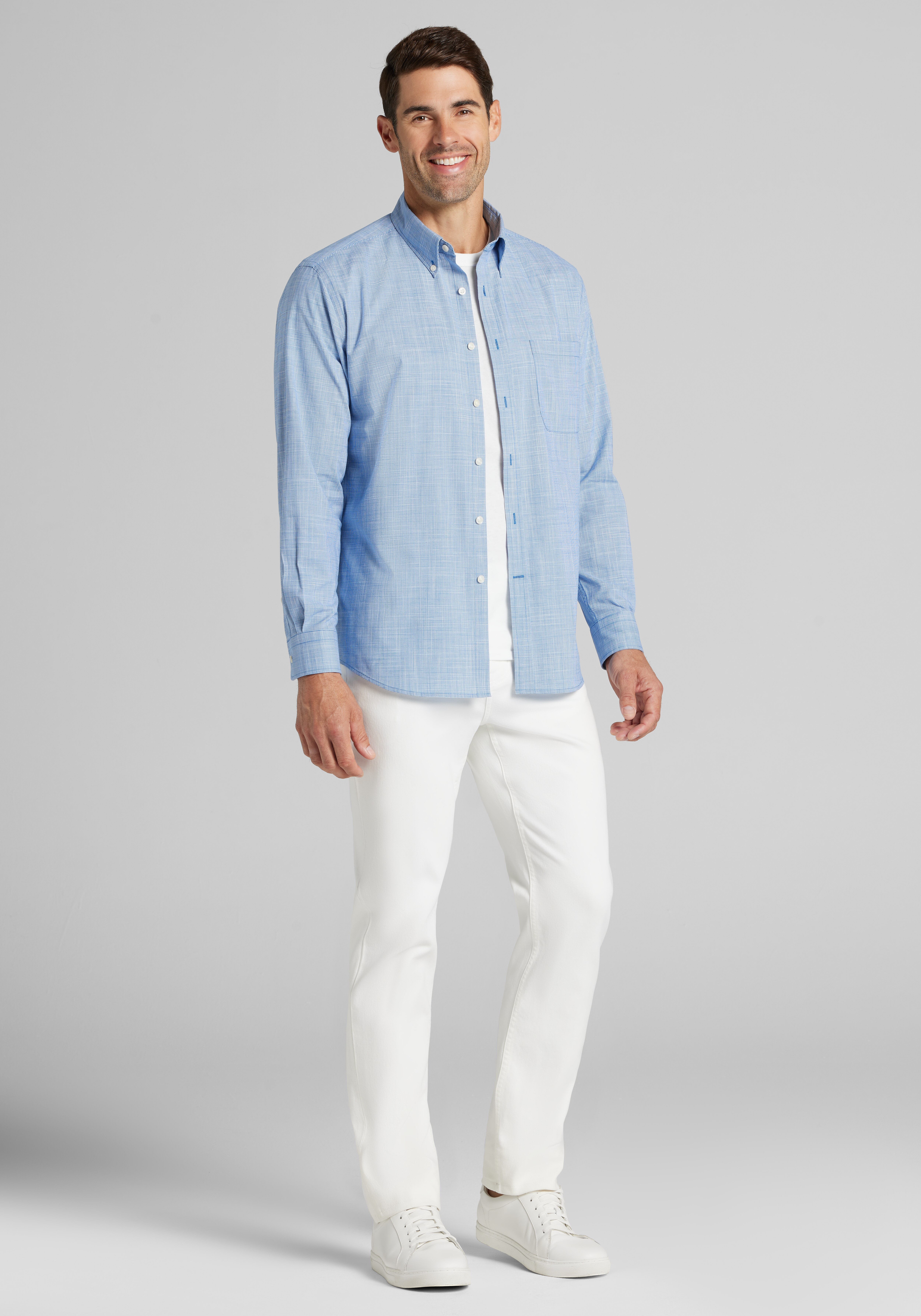 Jos. A. Bank Tailored Fit Mini Houndstooth Button-Down Collar Sportshirt