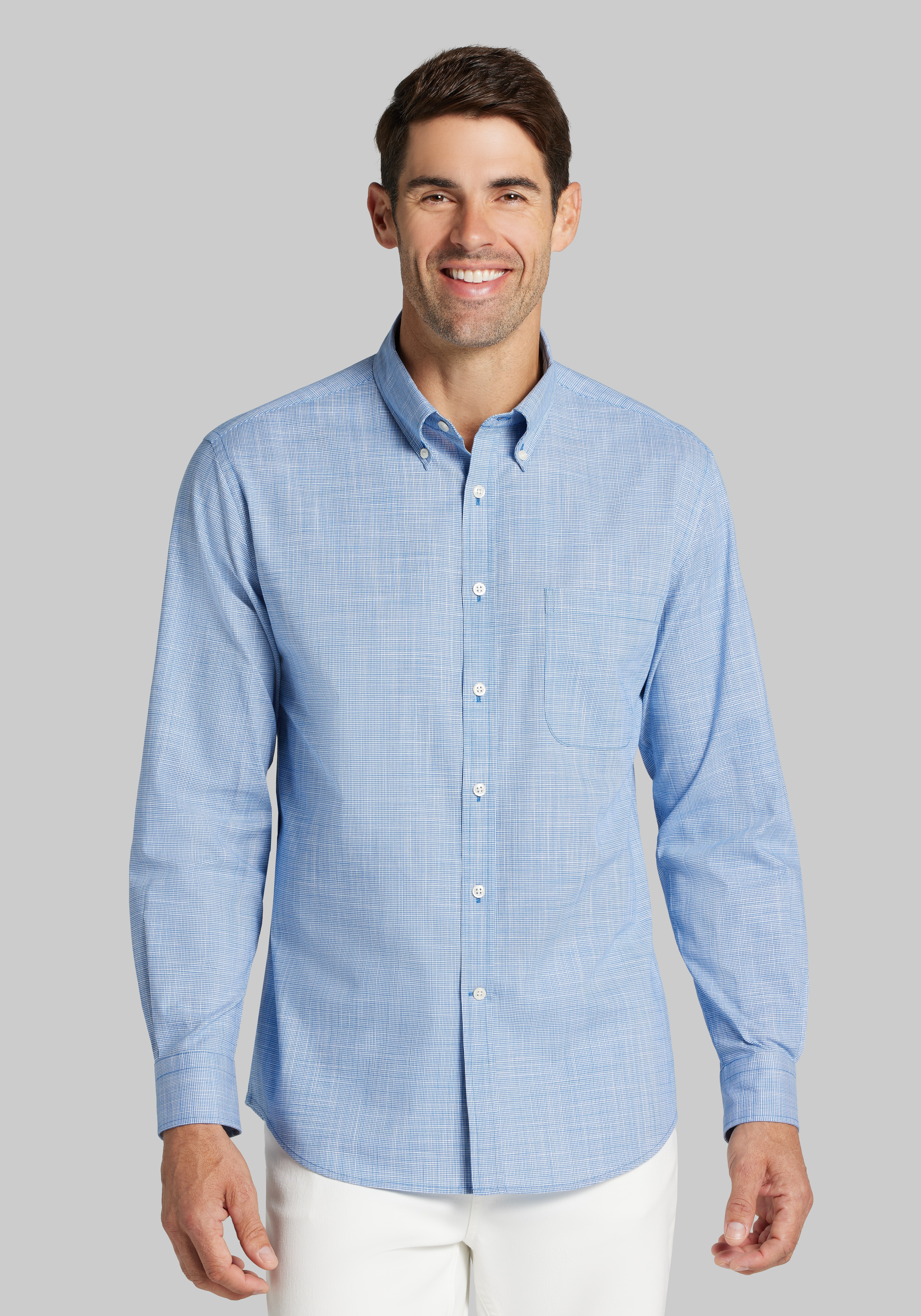 Jos. A. Bank Tailored Fit Mini Houndstooth Button-Down Collar Sportshirt