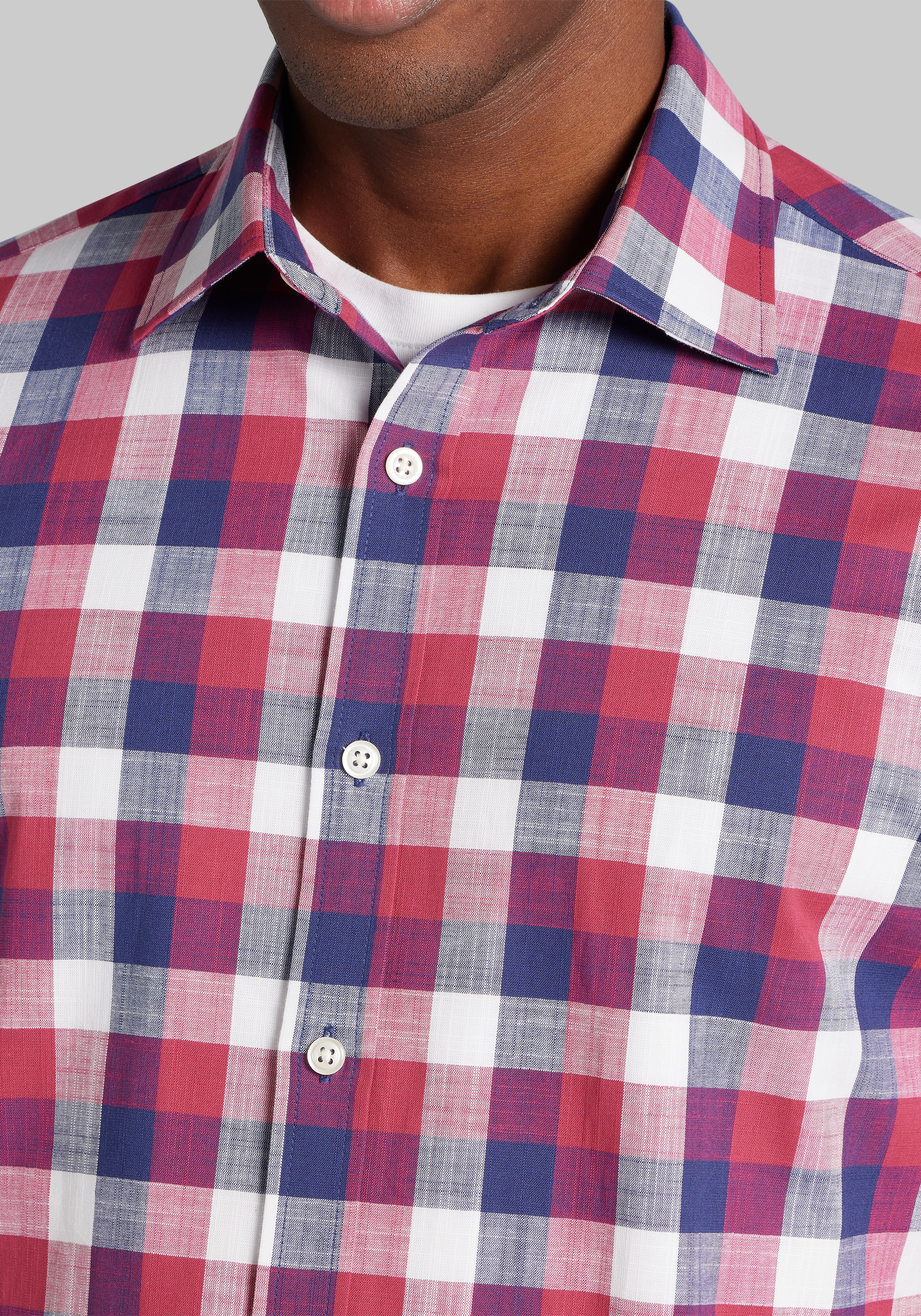 Jos. A. Bank Tailored Fit Buffalo Check Spread Collar Sportshirt