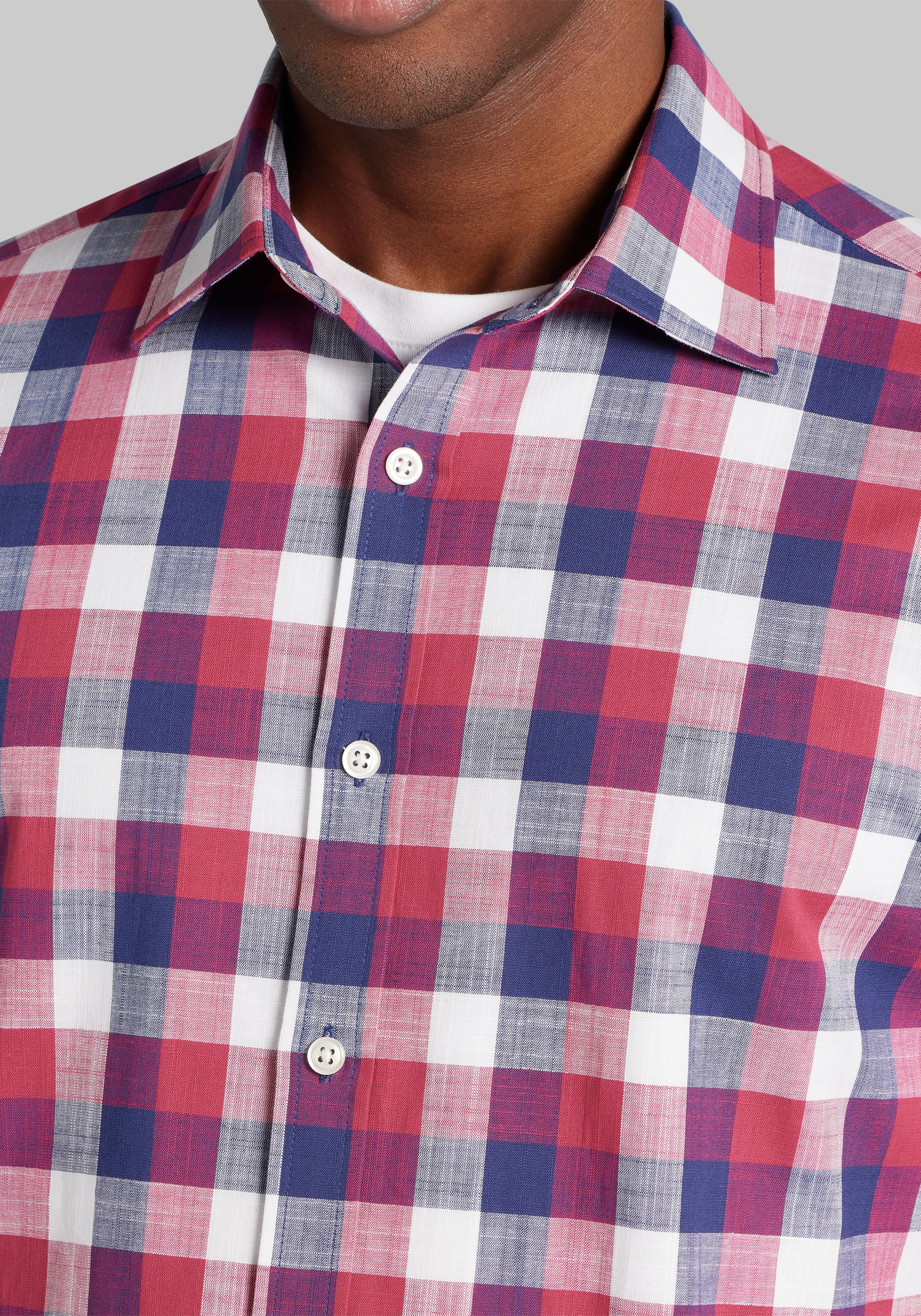 Jos. A. Bank Tailored Fit Buffalo Check Spread Collar Sportshirt CLEARANCE