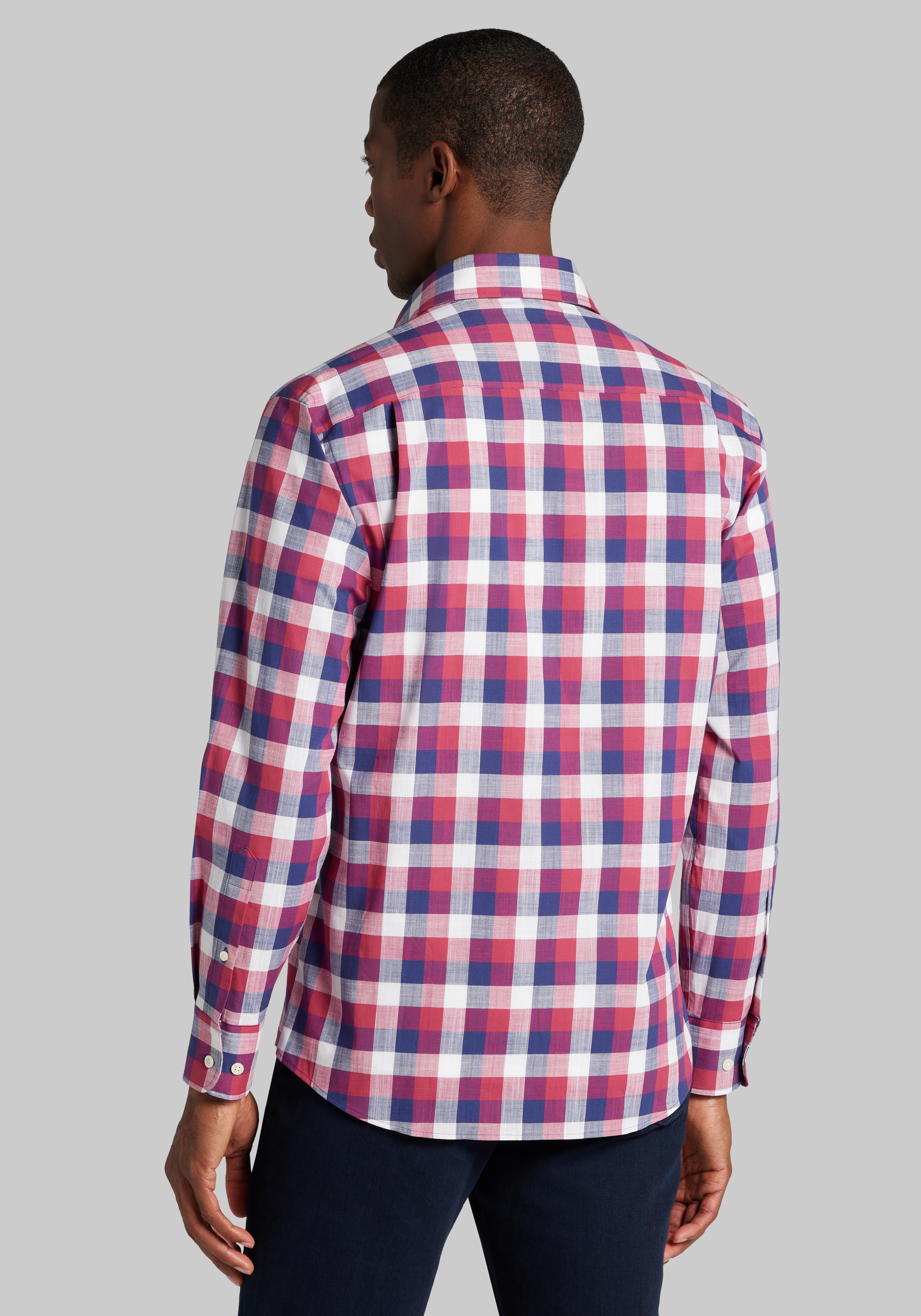 Jos. A. Bank Tailored Fit Buffalo Check Spread Collar Sportshirt