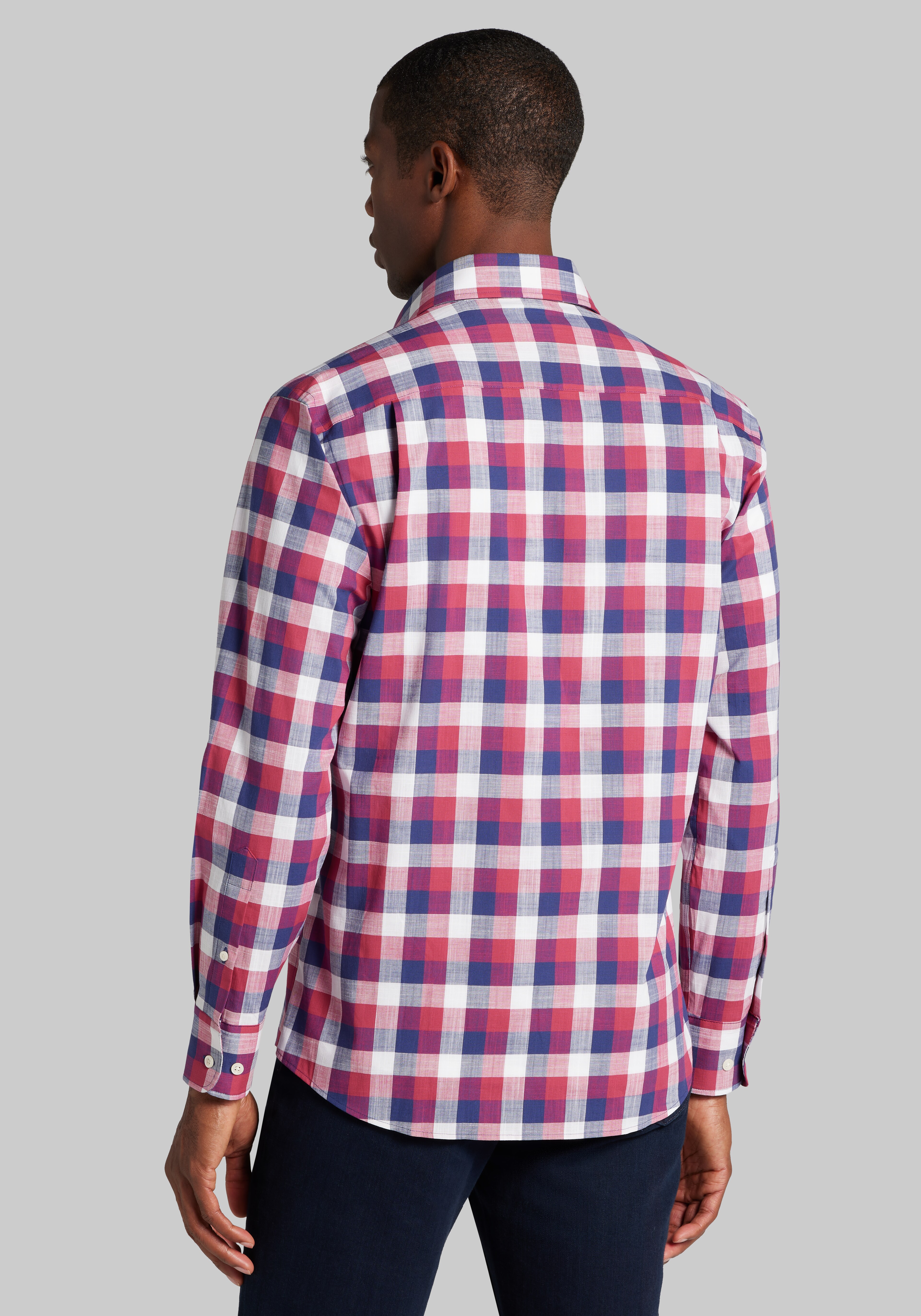 Jos. A. Bank Tailored Fit Buffalo Check Spread Collar Sportshirt CLEARANCE