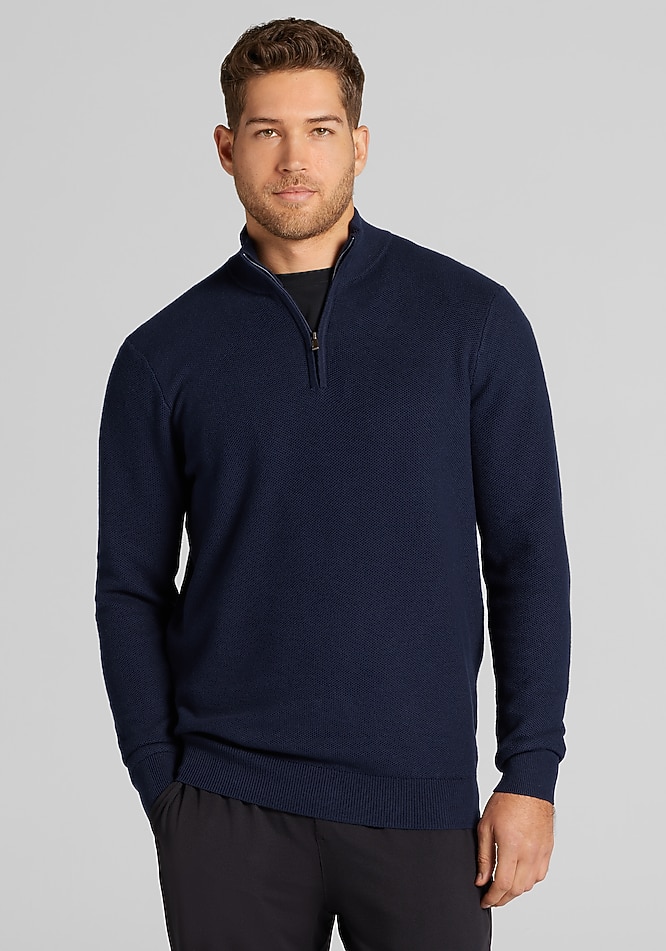 Jos. A. Bank Tailored Fit Textured 1/4-Zip Sweater CLEARANCE - All