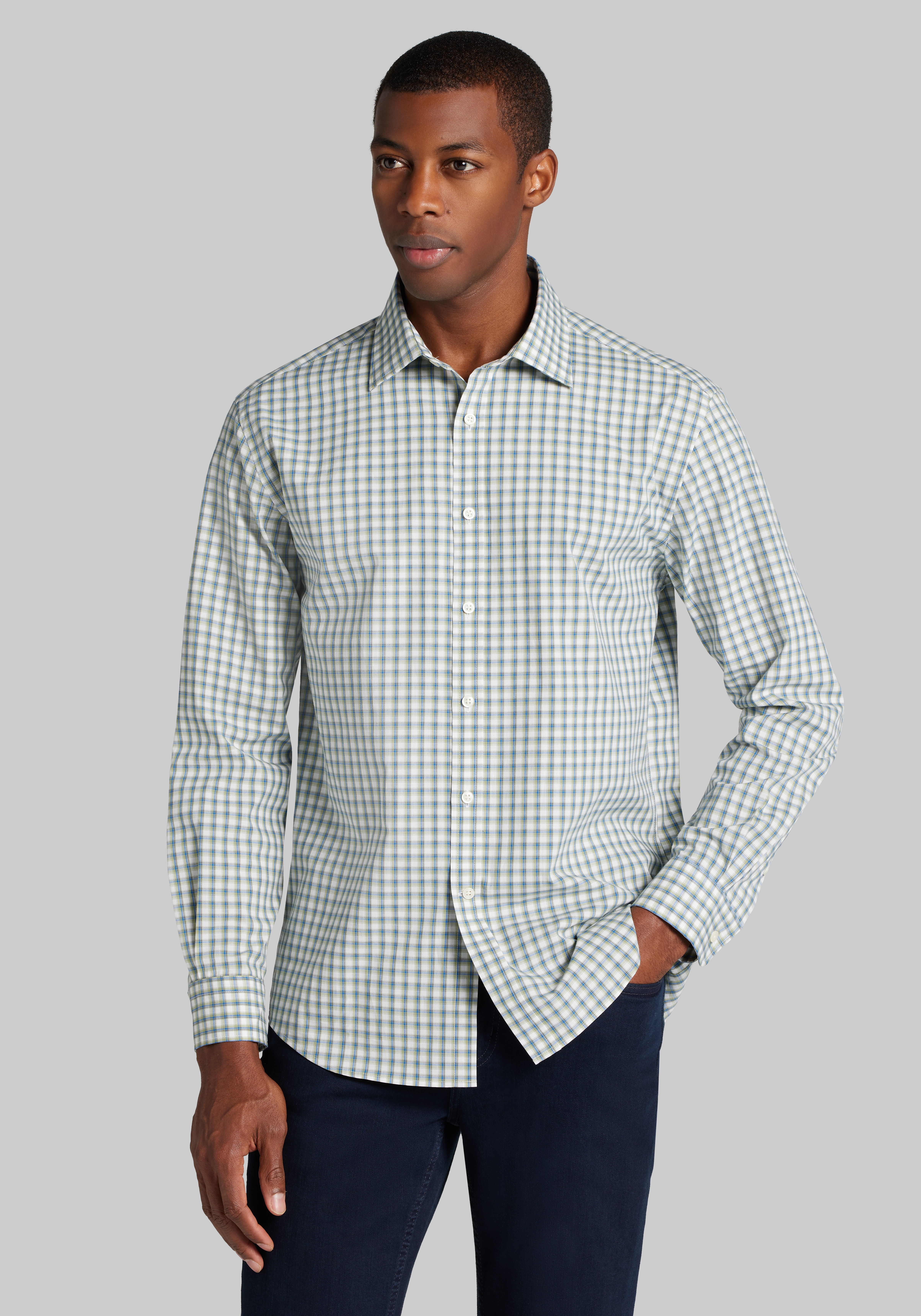 Men's FLYOUT_CATEGORY, Jos. A. Bank Tailored Fit Mini Check Sportshirt - Big & Tall - Jos A Bank