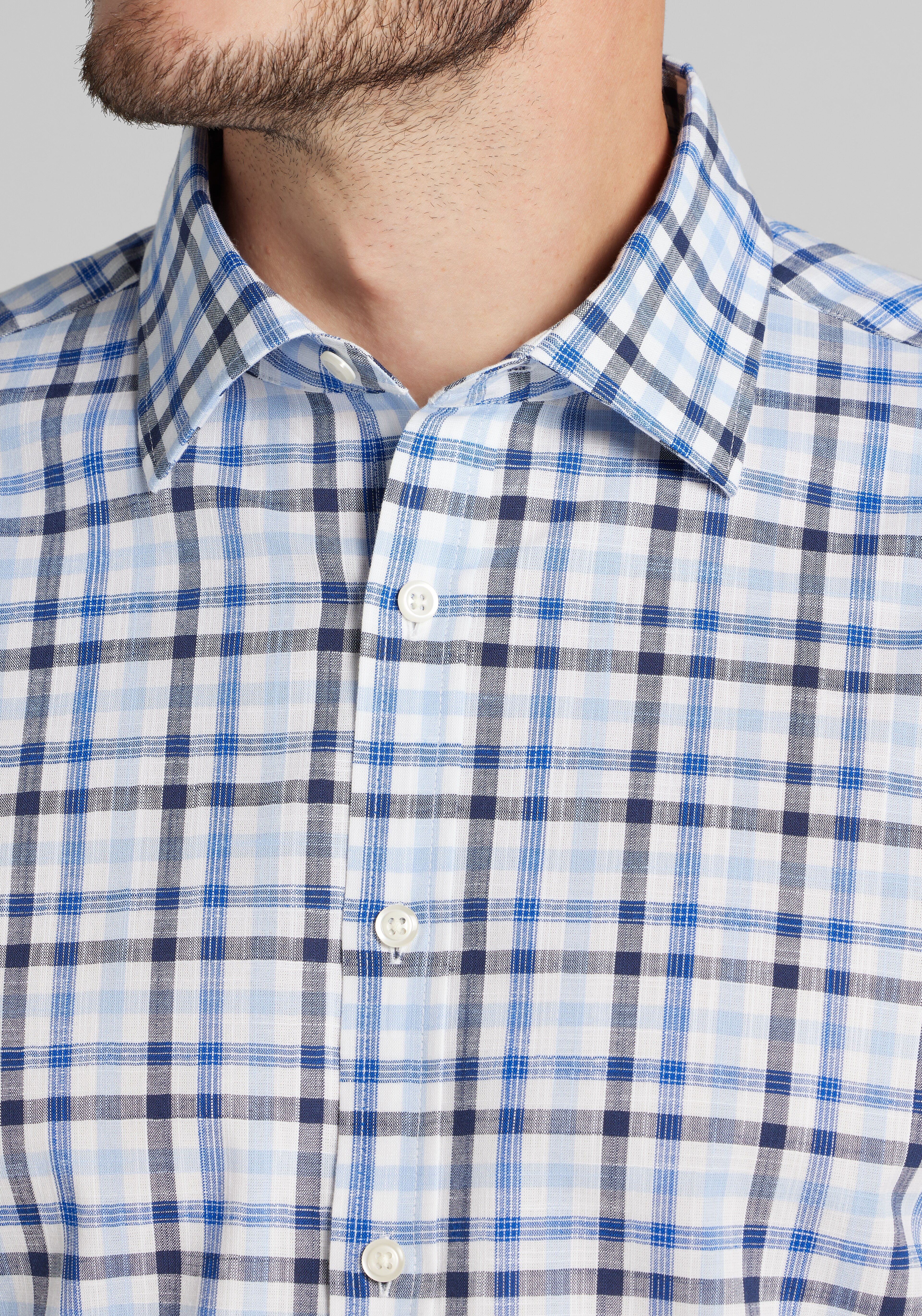 Jos. A. Bank Tailored Fit Plaid Button Up Shirt CLEARANCE
