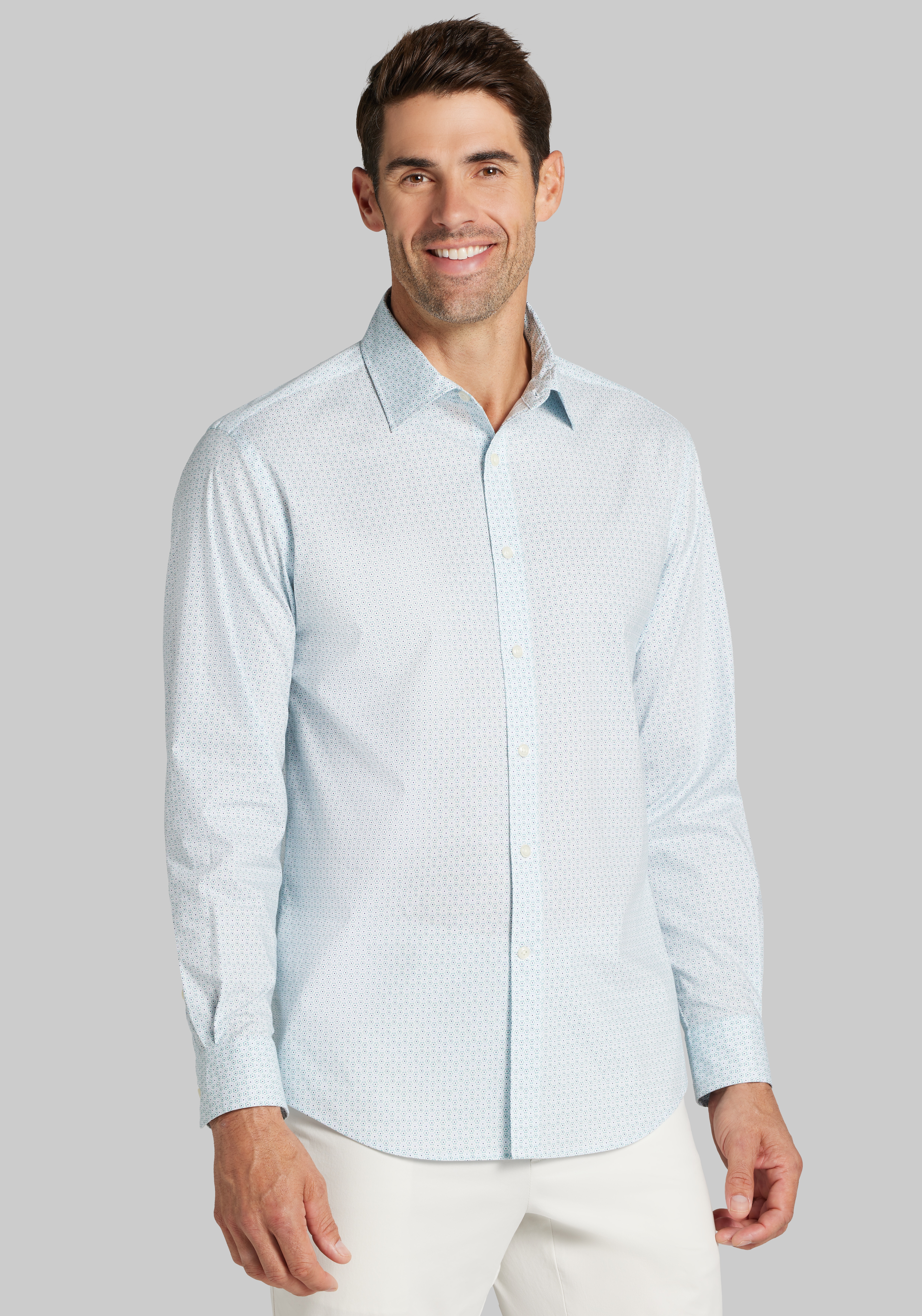 Men's Special Categories, Jos. A. Bank Tailored Fit Mini Hexagon Dot Sportshirt - Big & Tall - Jos A Bank