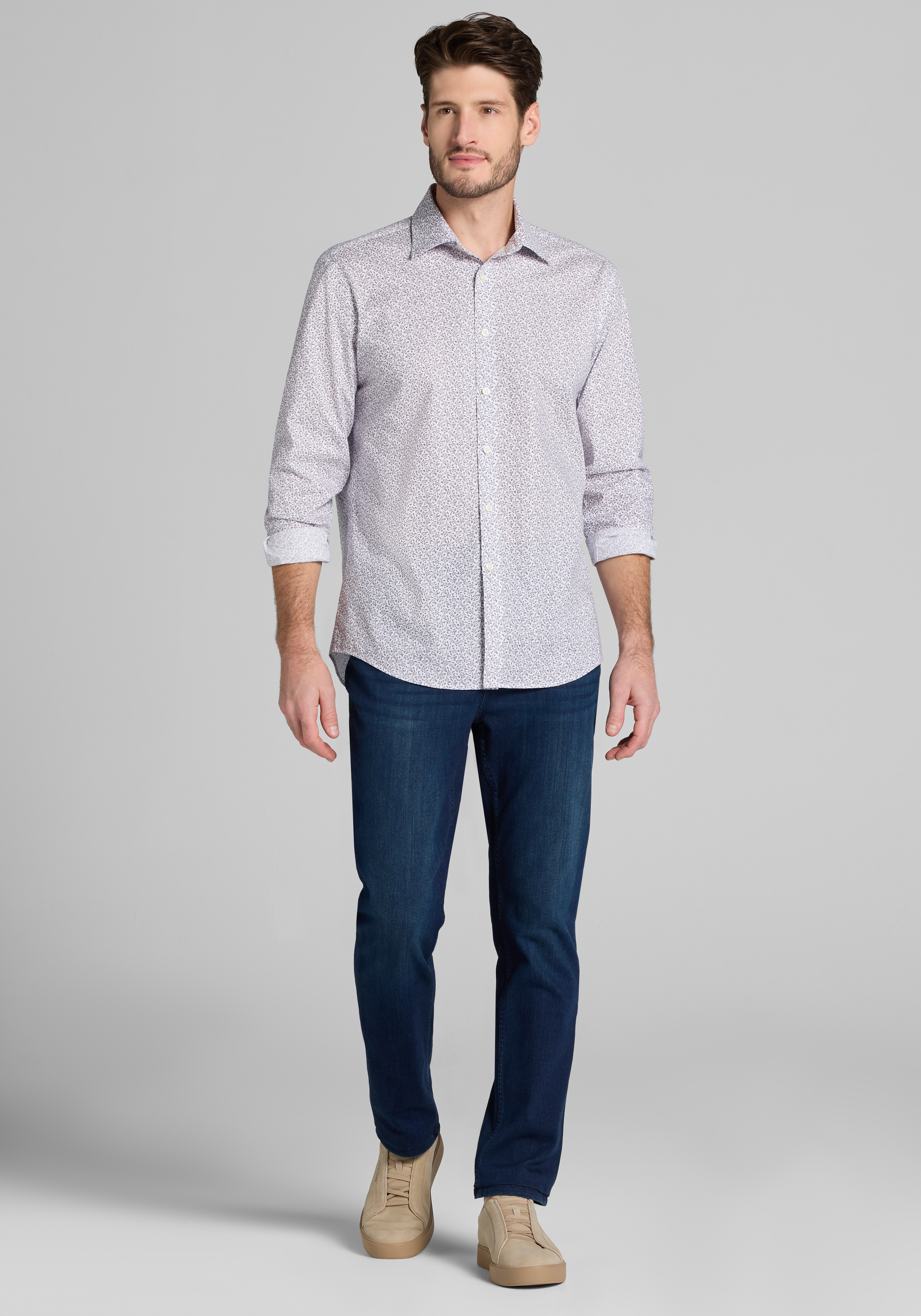 Jos. A. Bank Tailored Fit Mini Floral Sportshirt - Big & Tall CLEARANCE