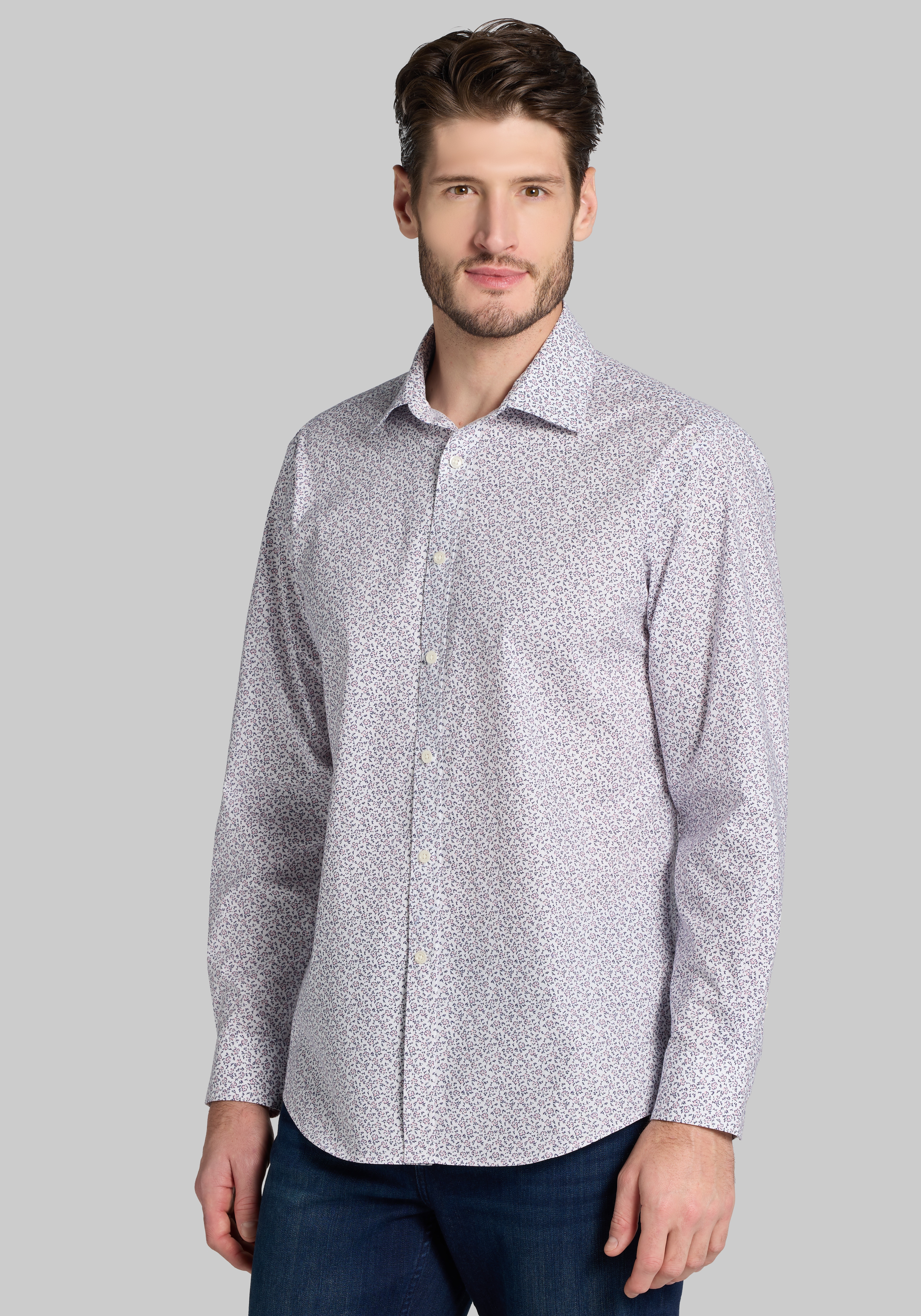 Jos. A. Bank Tailored Fit Mini Floral Sportshirt - Big & Tall CLEARANCE