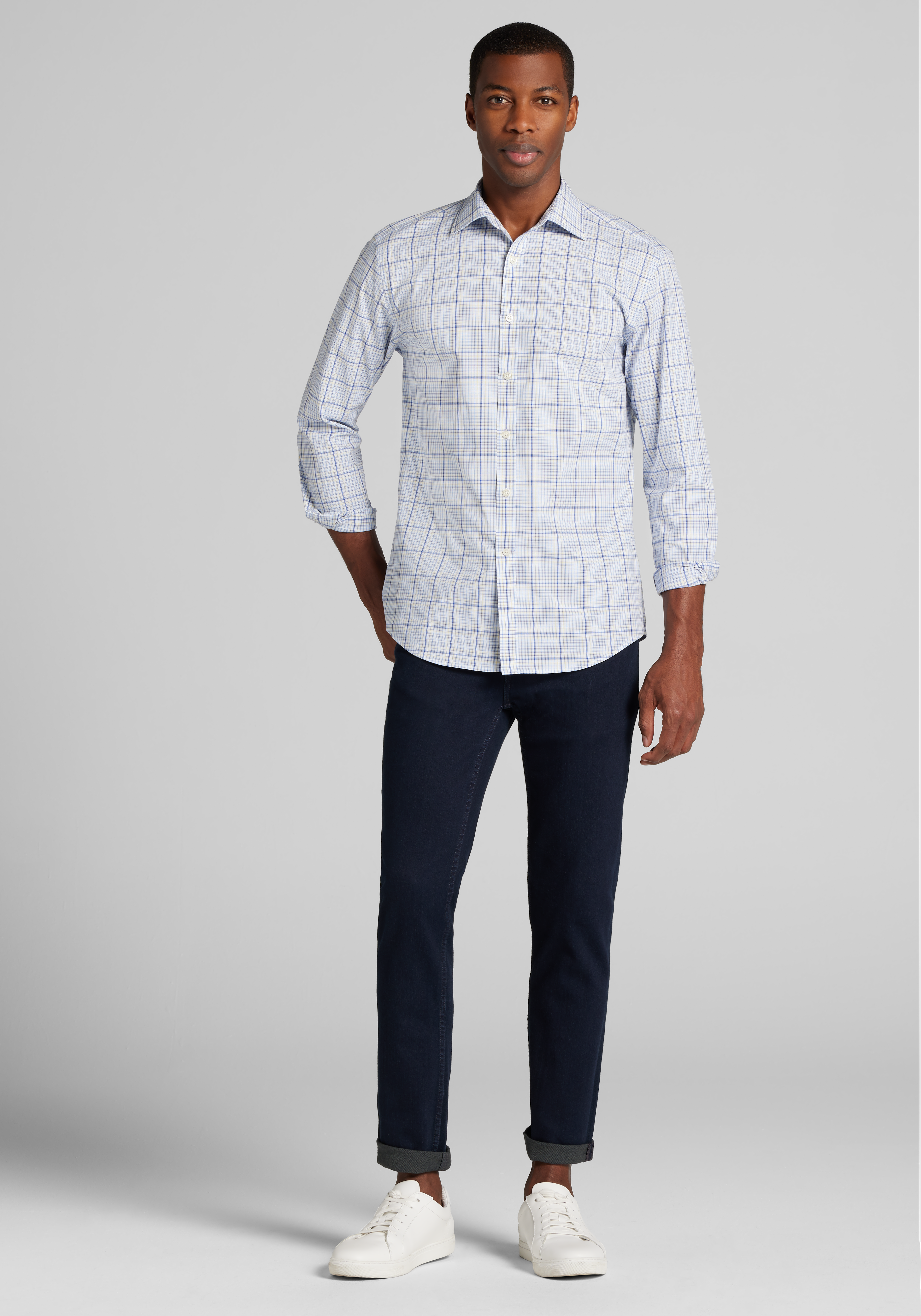 Jos. A. Bank Tailored Fit Windowpane Check Sportshirt CLEARANCE