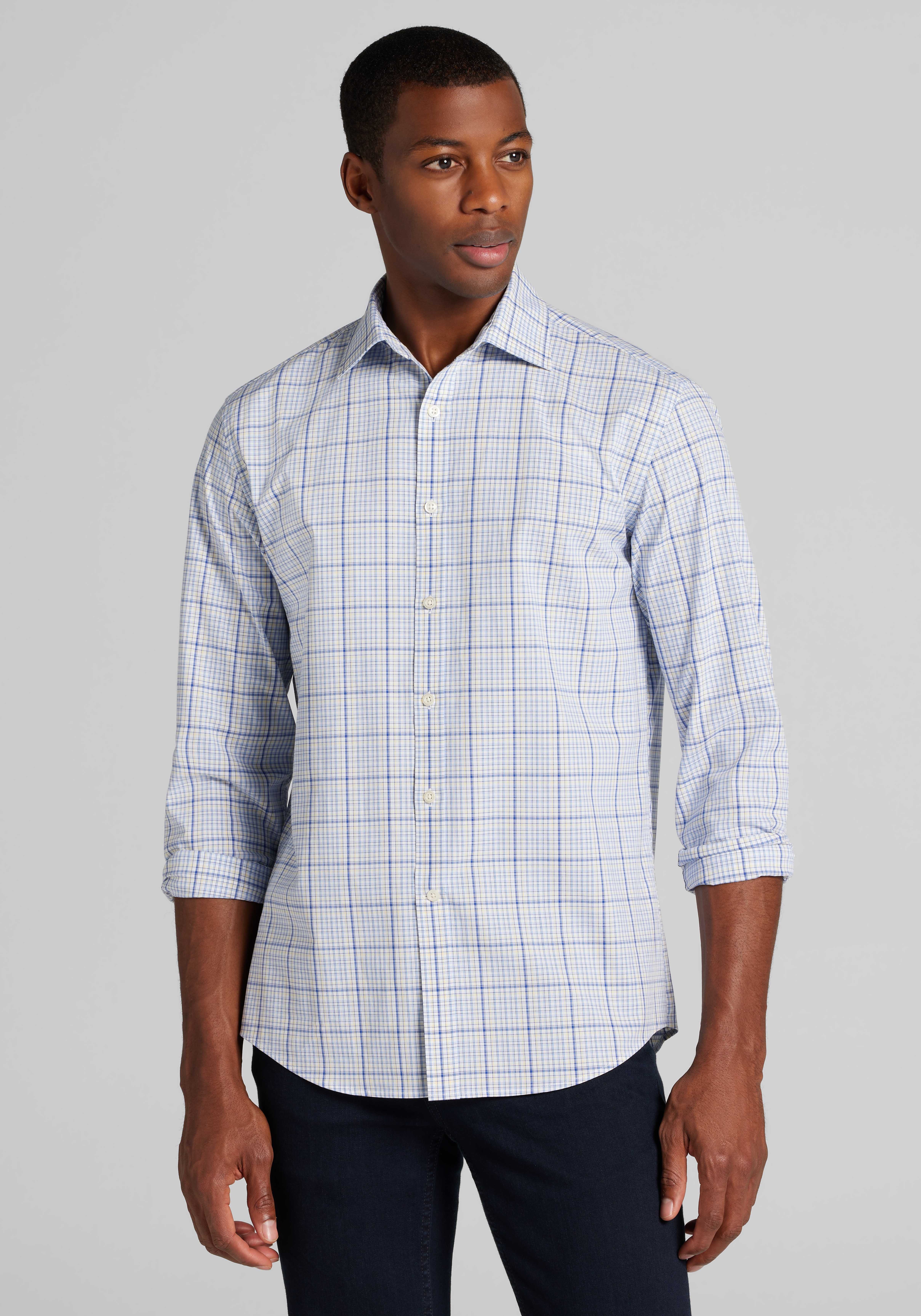 Men's FLYOUT_CATEGORY, Jos. A. Bank Tailored Fit Windowpane Check Sportshirt - Big & Tall - Jos A Bank
