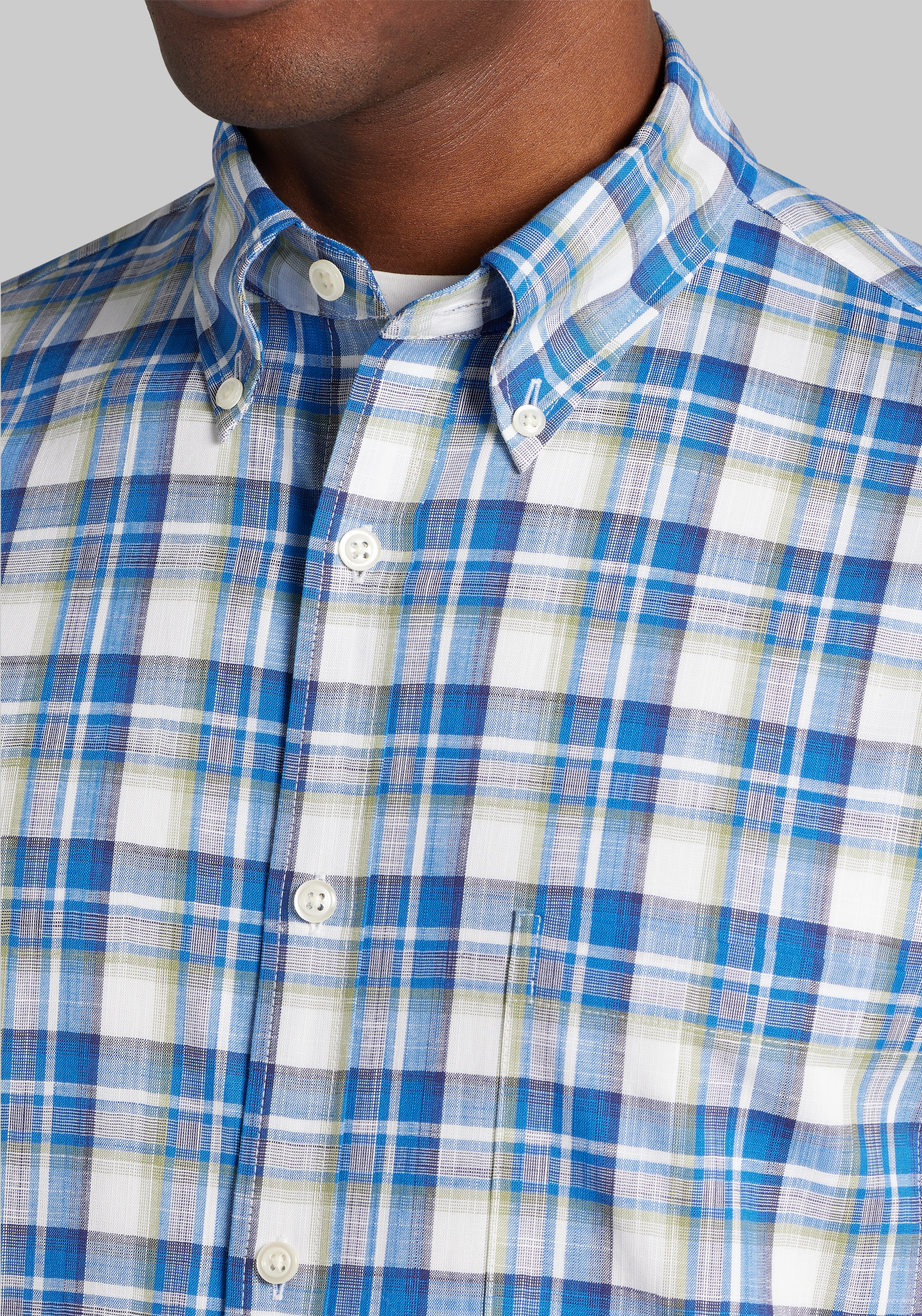 Jos. A. Bank Tailored Fit Bright Check Sportshirt CLEARANCE