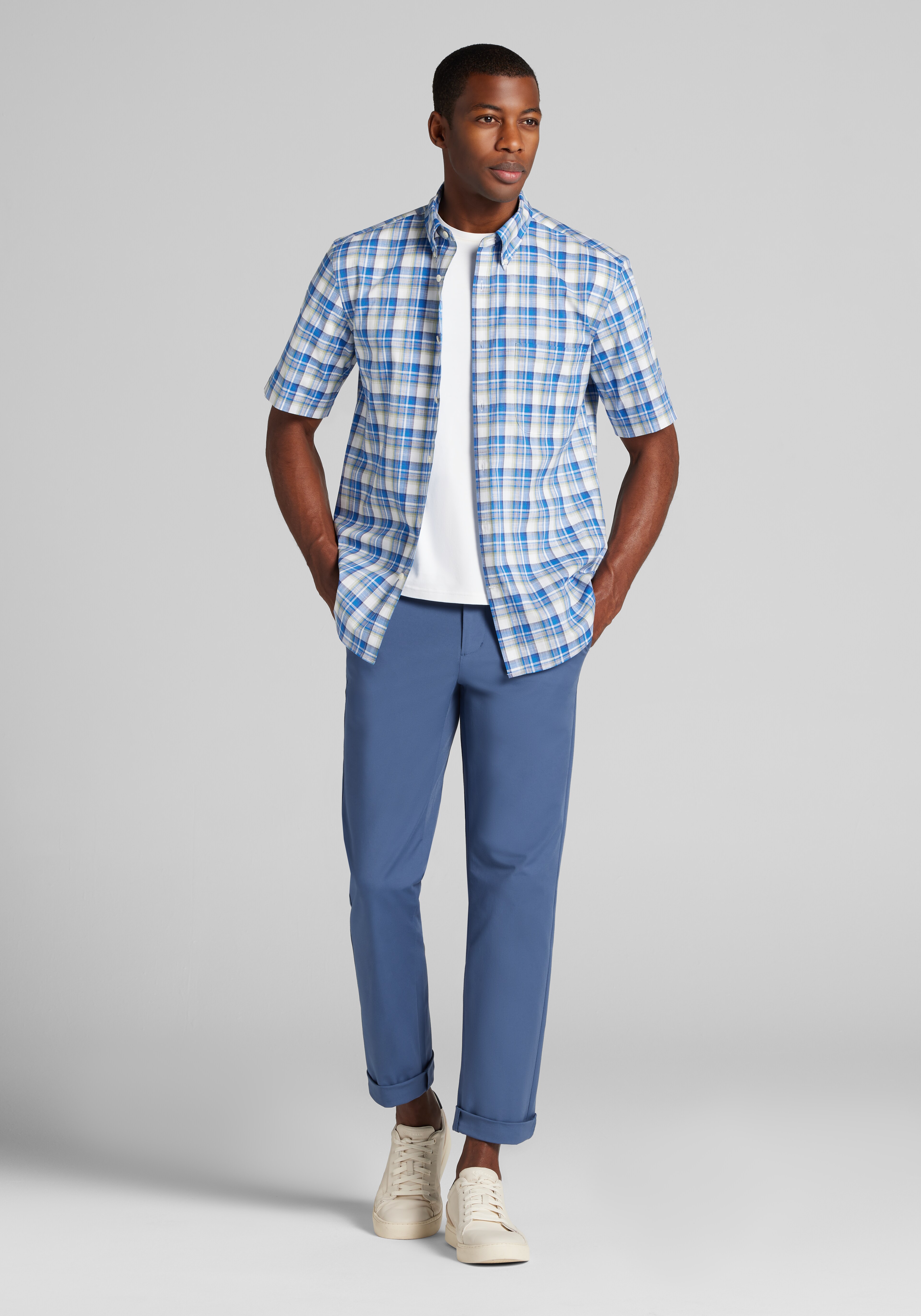 Jos. A. Bank Tailored Fit Bright Check Sportshirt CLEARANCE