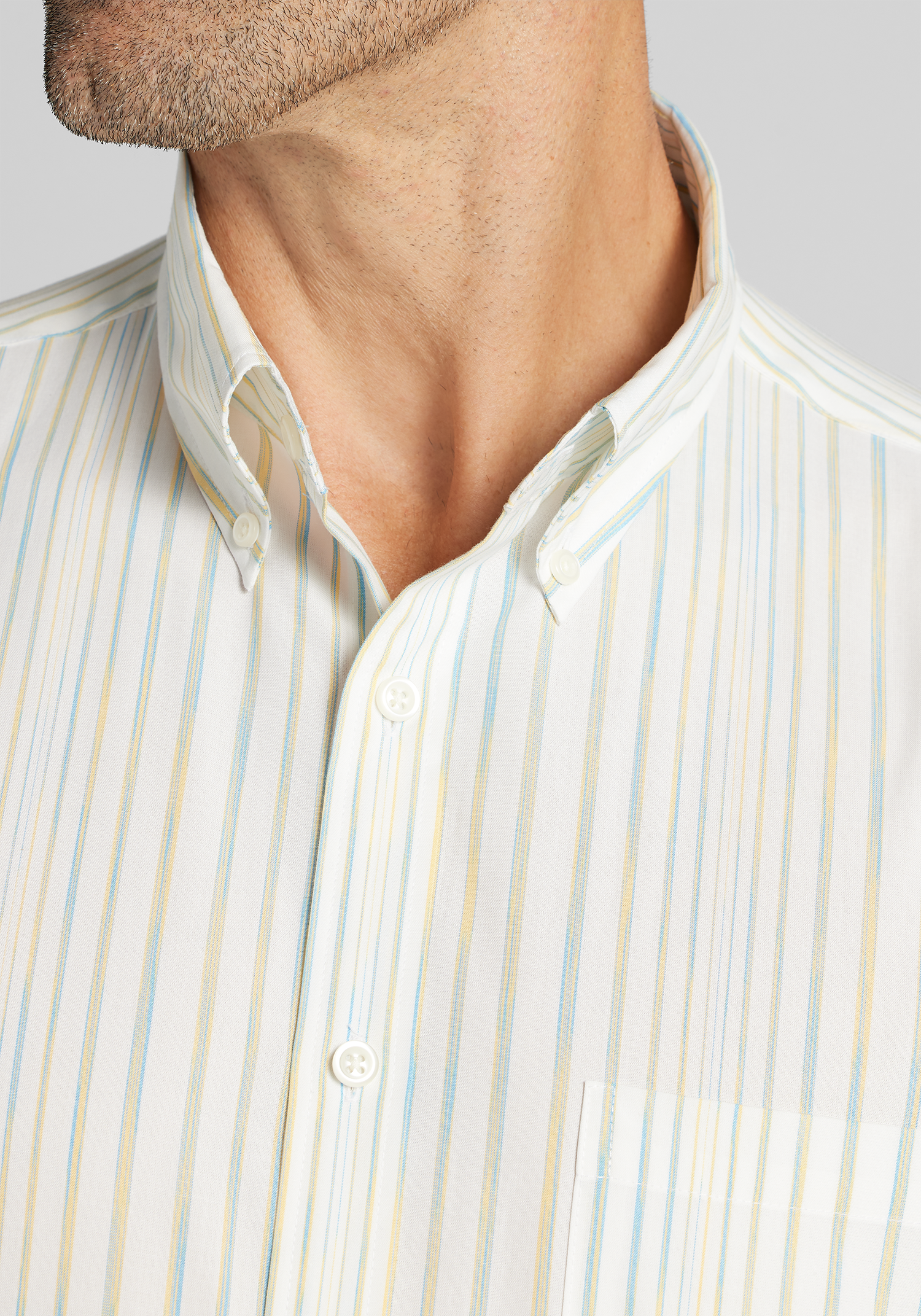 Jos. A. Bank Tailored Fit Ombre Mini Stripe Short Sleeve Sportshirt