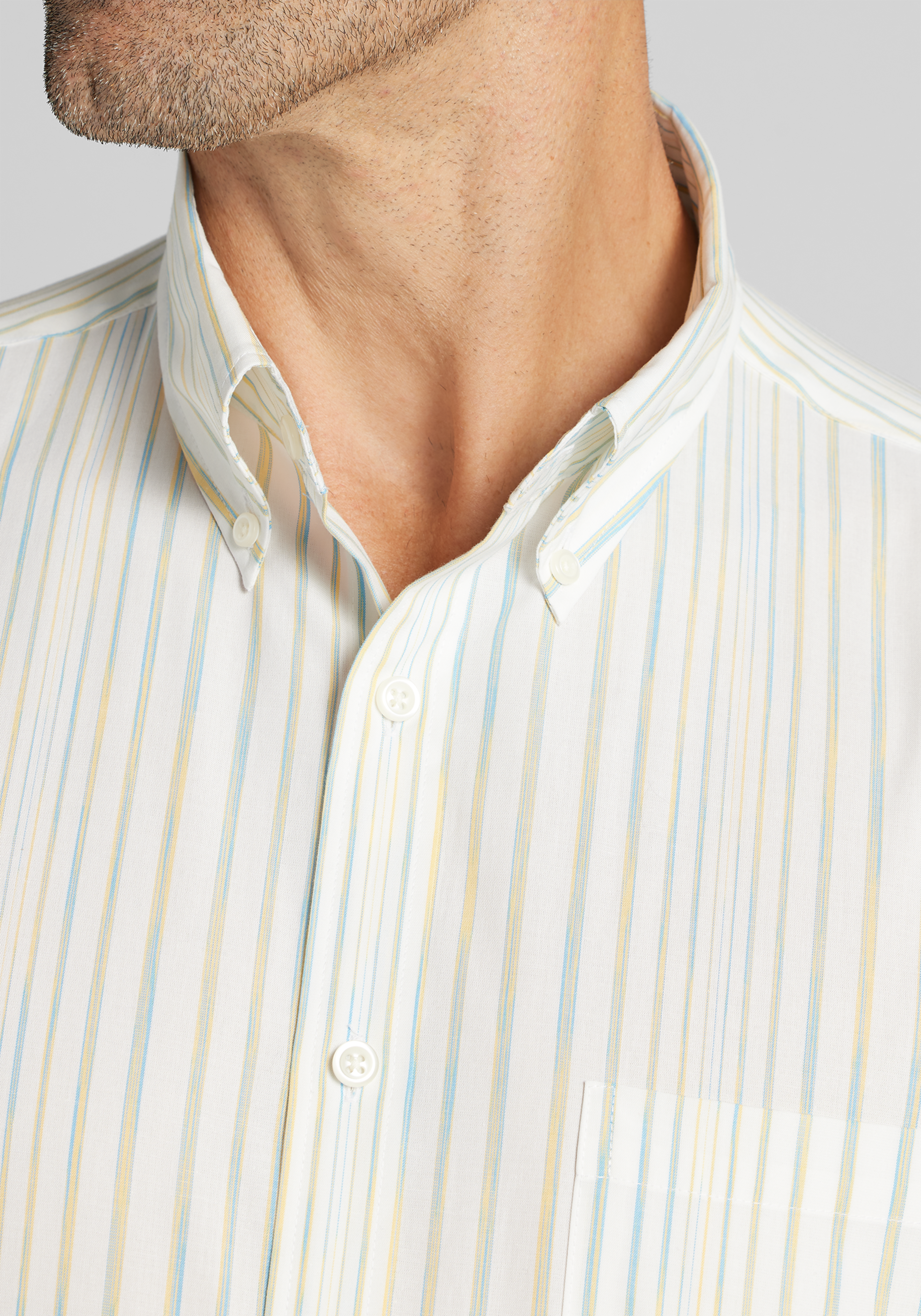 Jos. A. Bank Tailored Fit Ombre Mini Stripe Short Sleeve Sportshirt CLEARANCE
