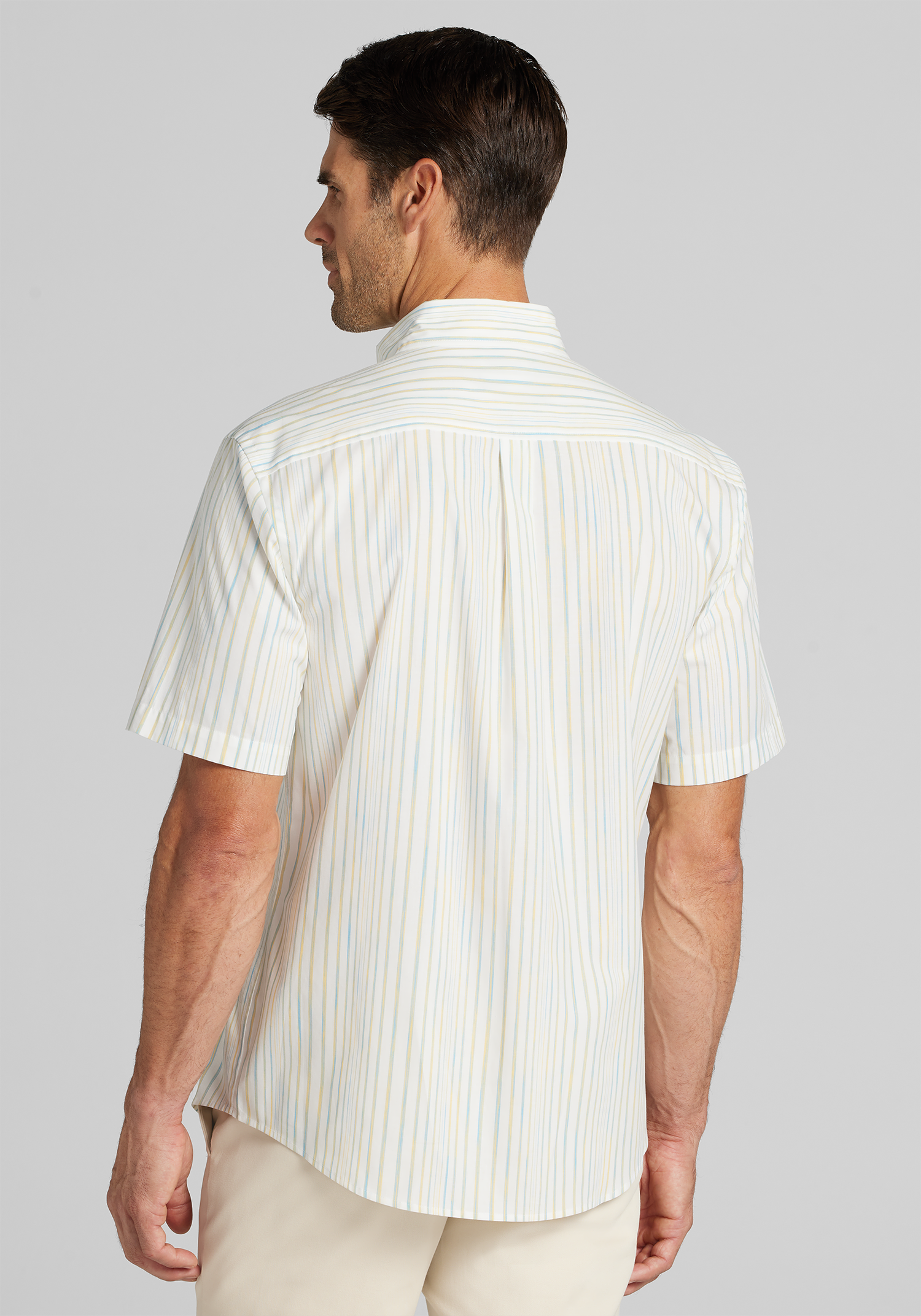 Jos. A. Bank Tailored Fit Ombre Mini Stripe Short Sleeve Sportshirt