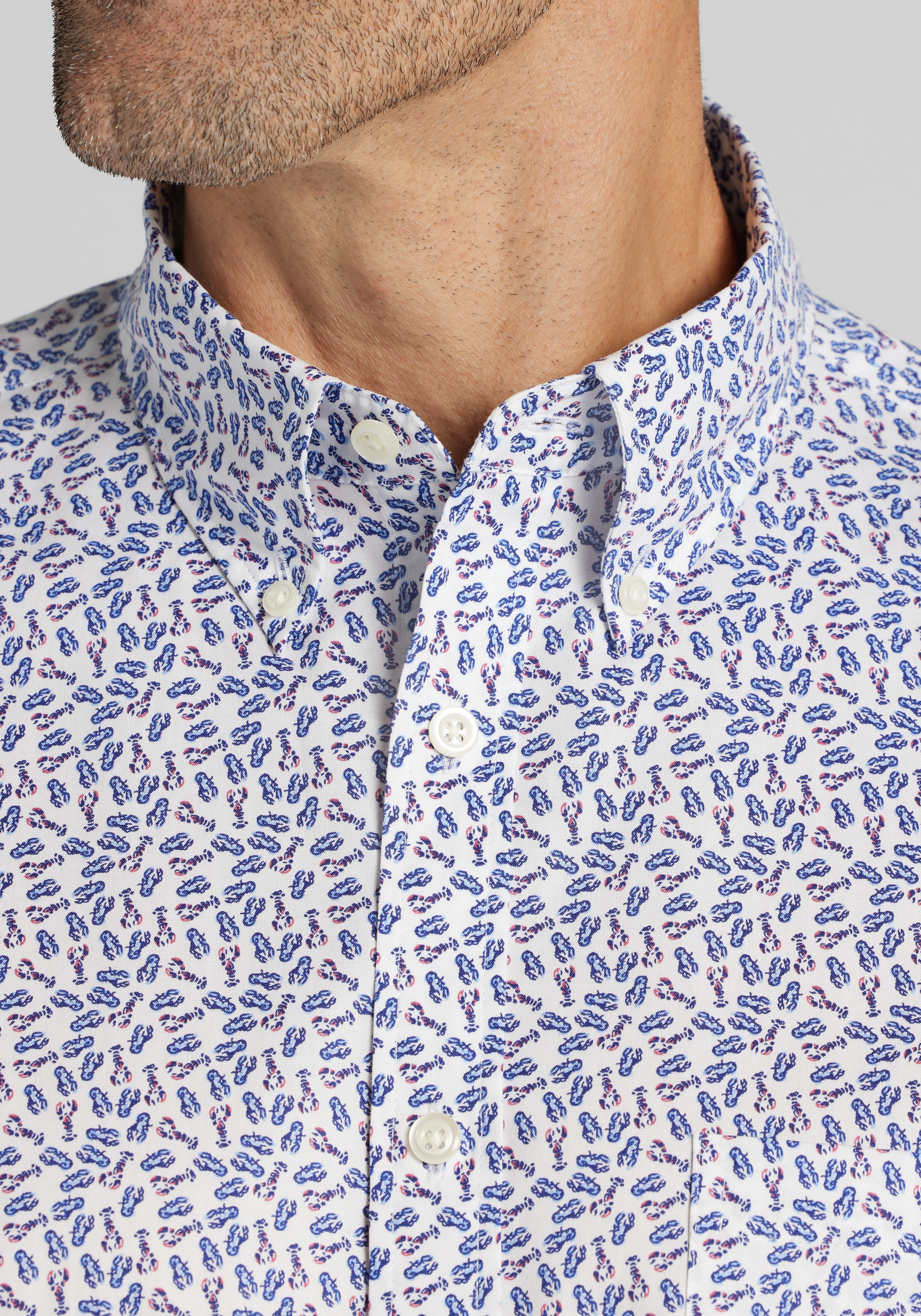 Jos. A. Bank Tailored Fit Mini Lobster Short Sleeve Sportshirt