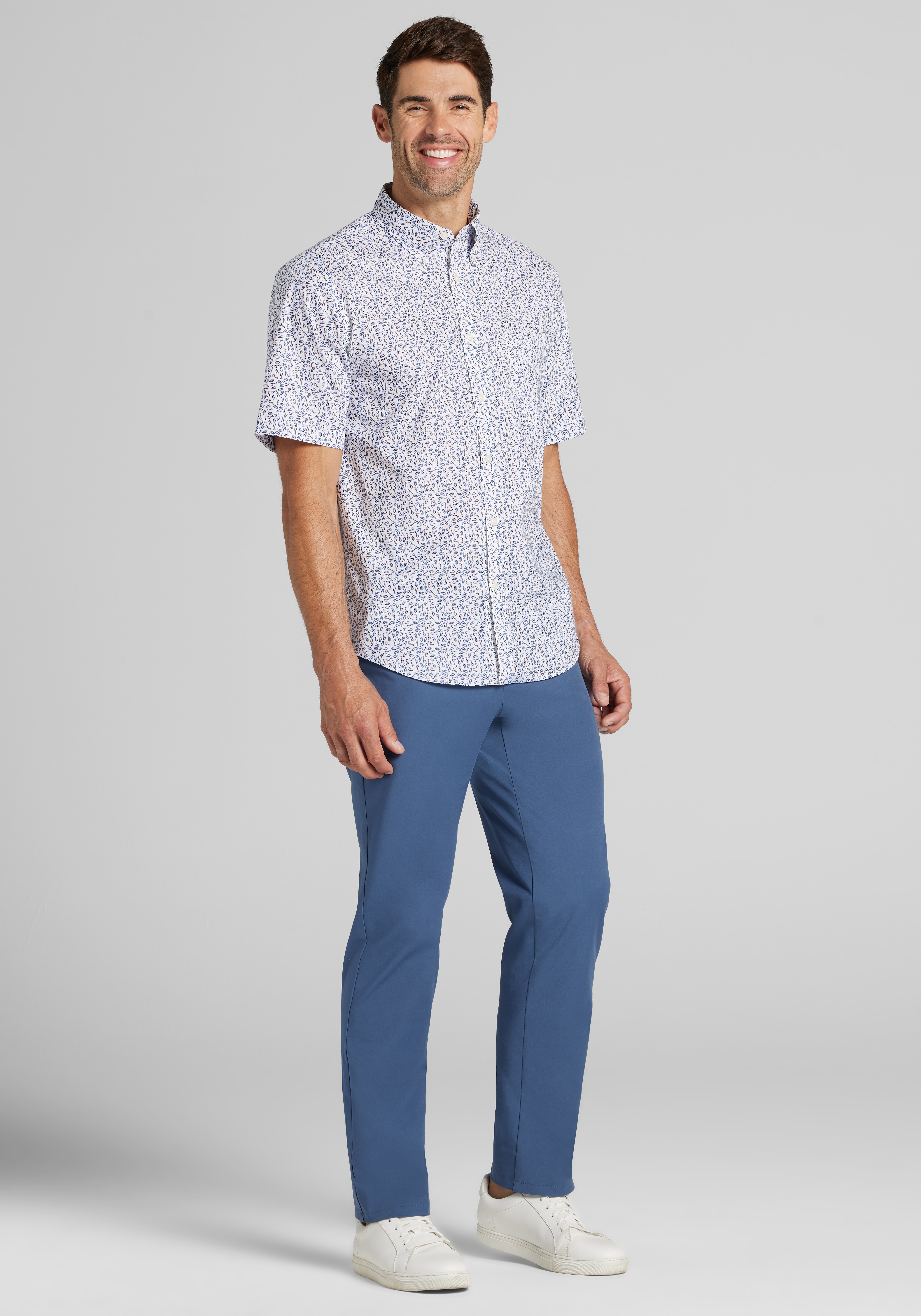 Jos. A. Bank Tailored Fit Mini Lobster Short Sleeve Sportshirt