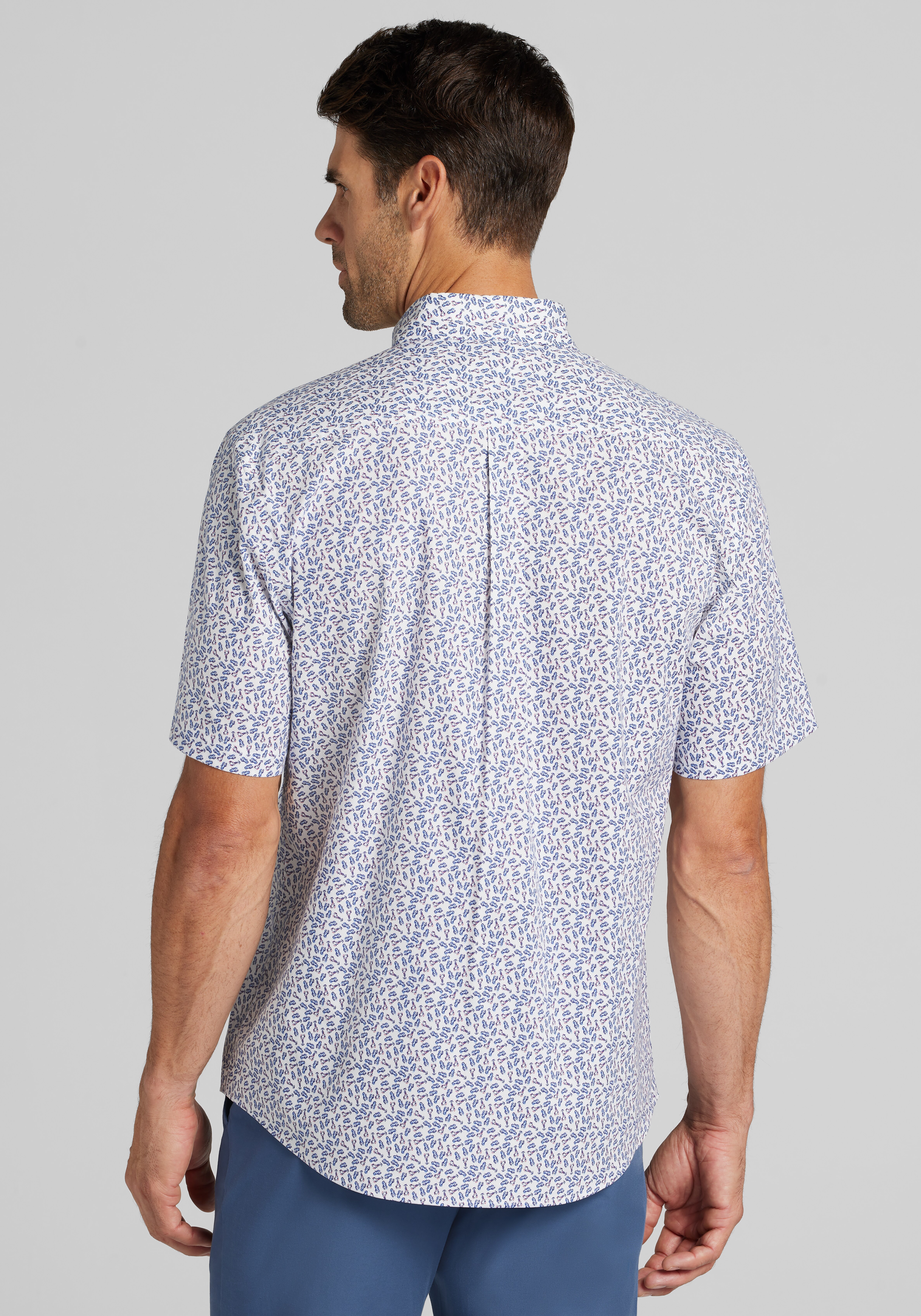 Jos. A. Bank Tailored Fit Mini Lobster Short Sleeve Sportshirt