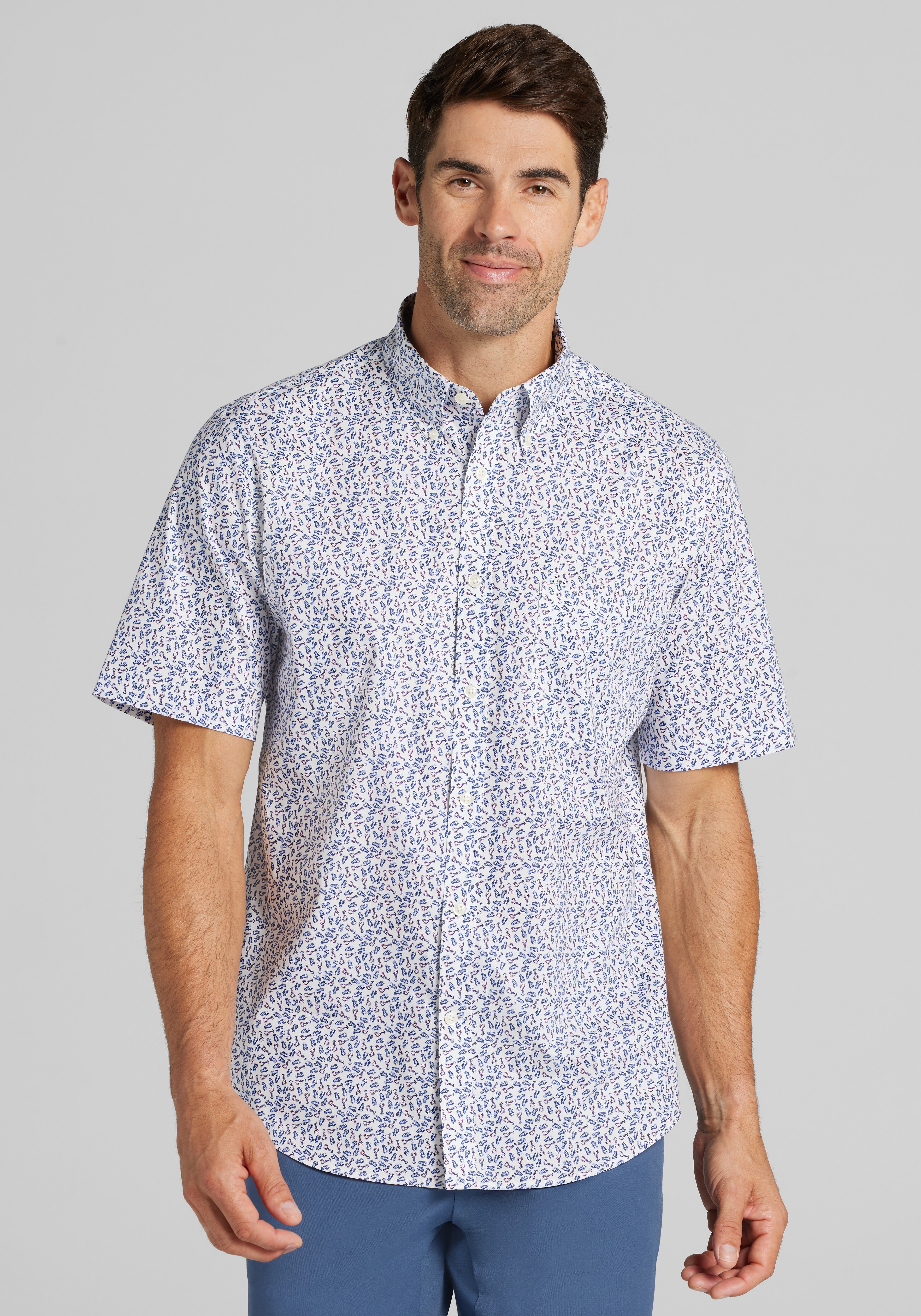 Jos. A. Bank Tailored Fit Mini Lobster Short Sleeve Sportshirt CLEARANCE
