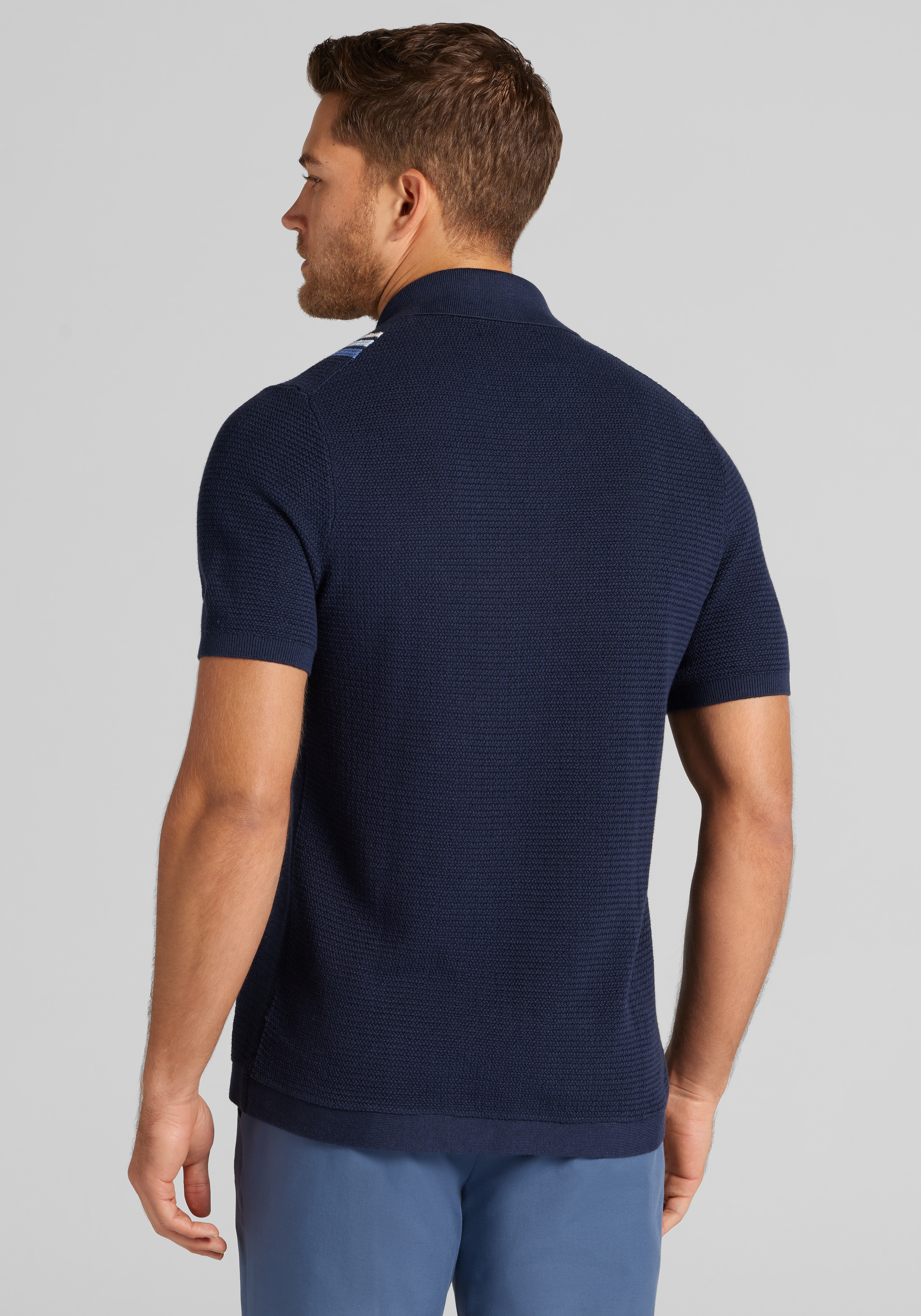 Jos. A. Bank Tailored Fit Vertical Stripe Johnny Polo Sweater
