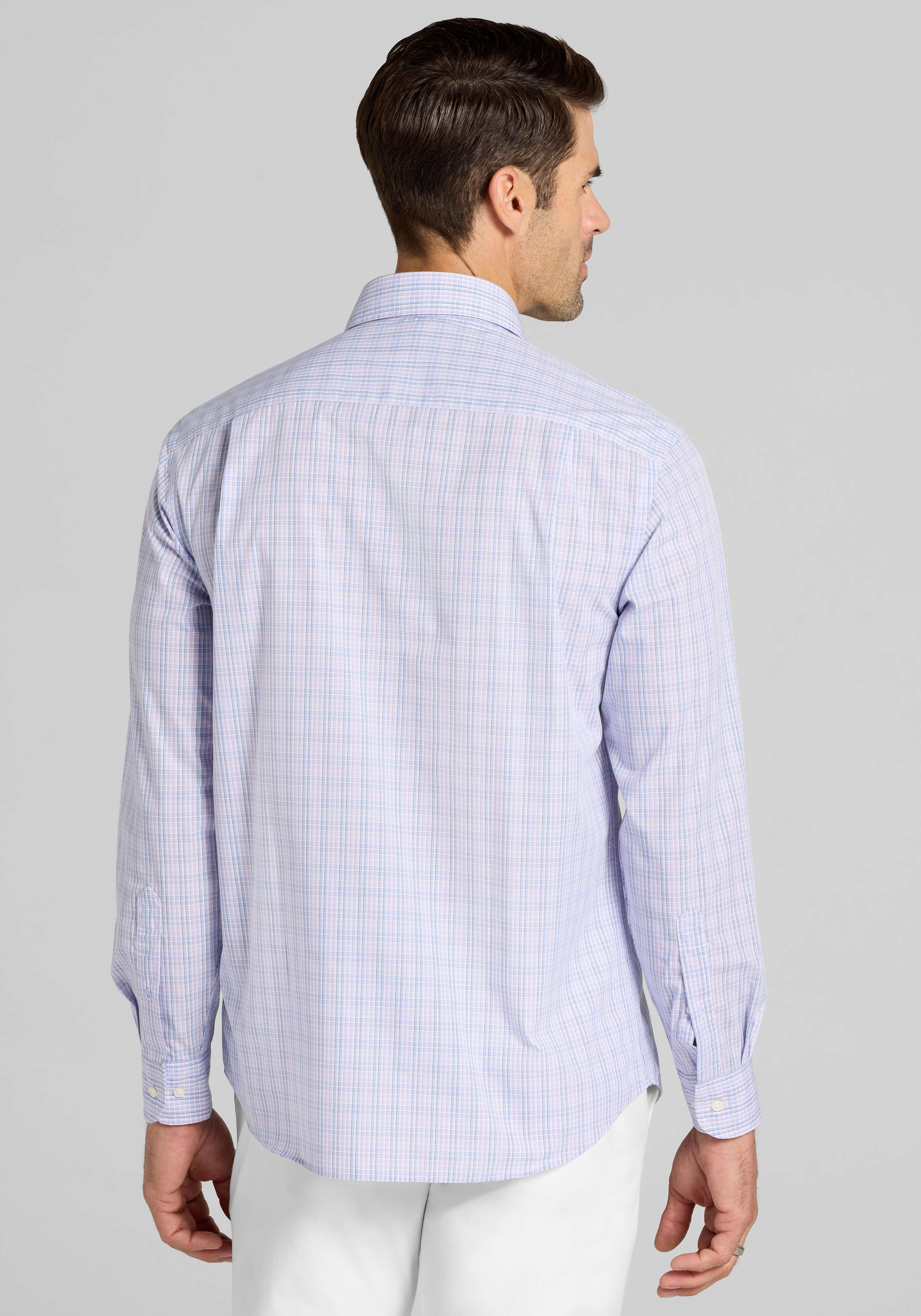 1905 Collection Tailored Fit Long Sleeve Small Check Sportshirt