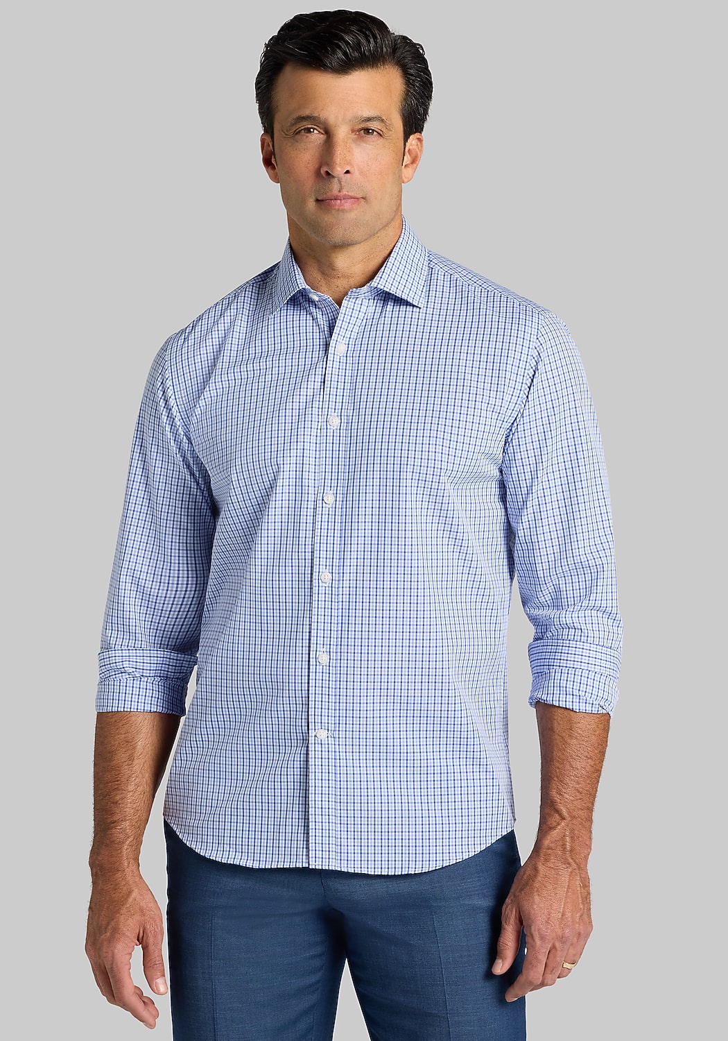1905 Collection Tailored Fit Mini Gingham Button Up Shirt - Big & Tall CLEARANCE