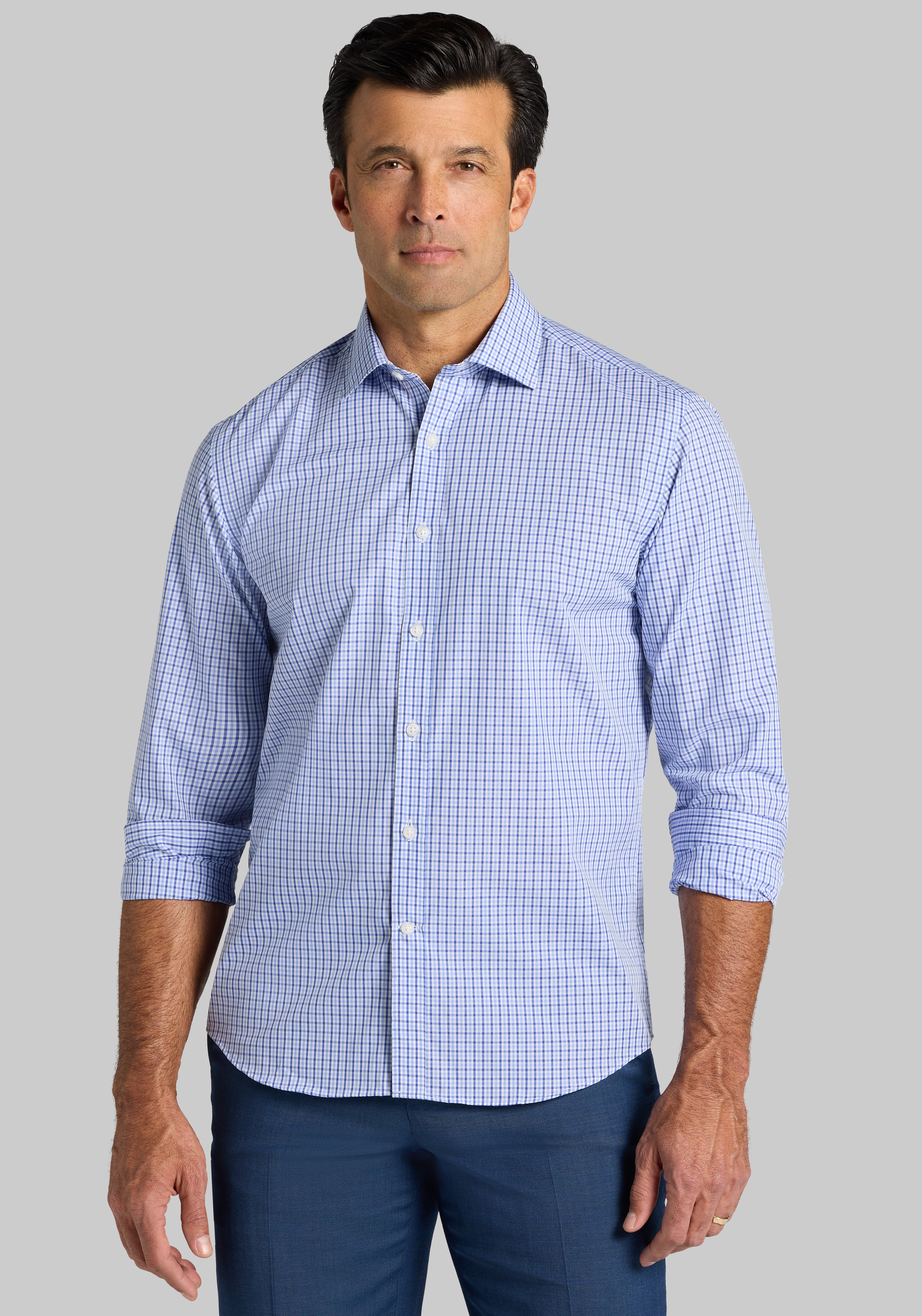 1905 Collection Tailored Fit Mini Gingham Button Up Shirt CLEARANCE