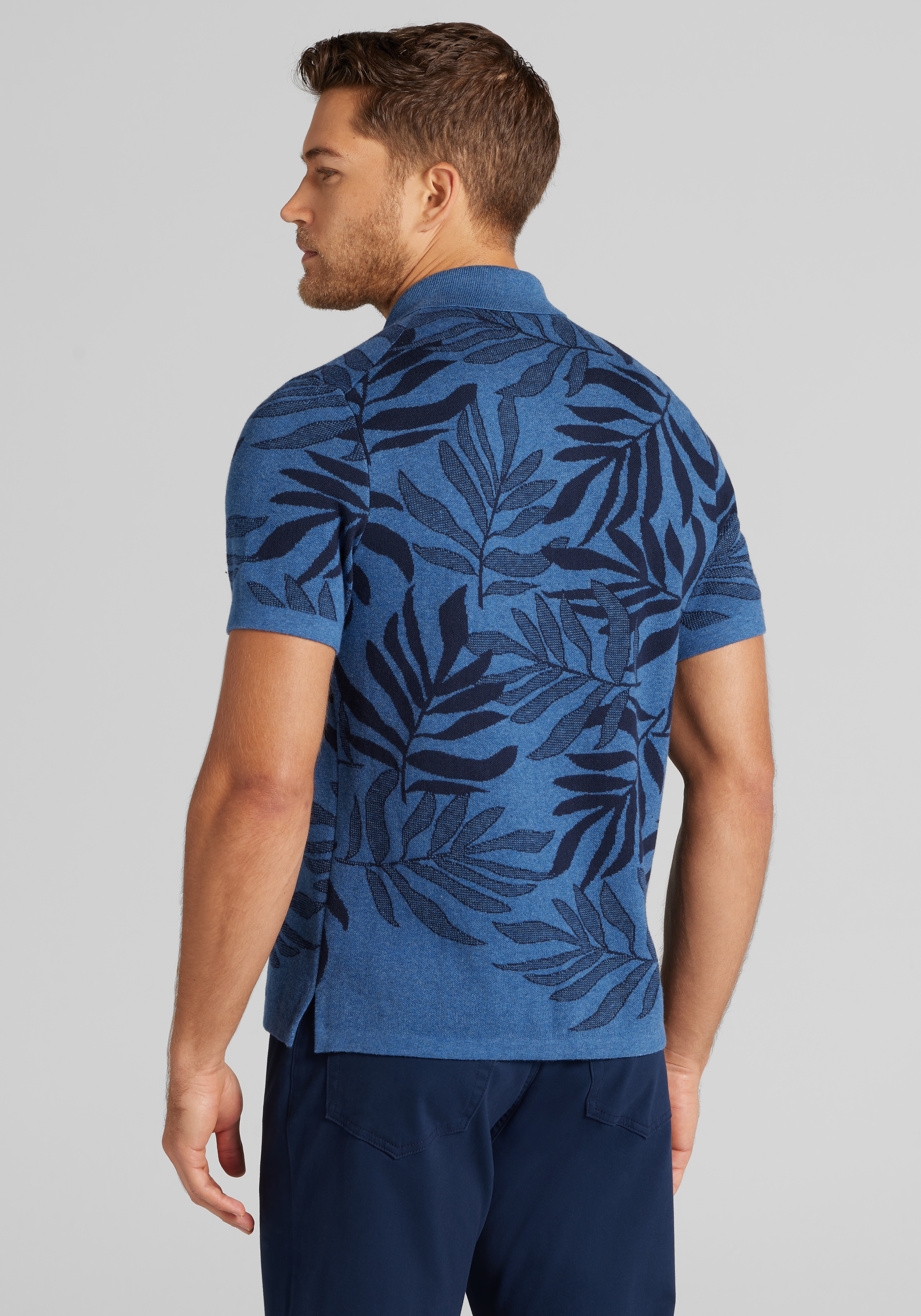 Jos. A. Bank Tailored Fit Leaf Jacquard Button-Front Sweater