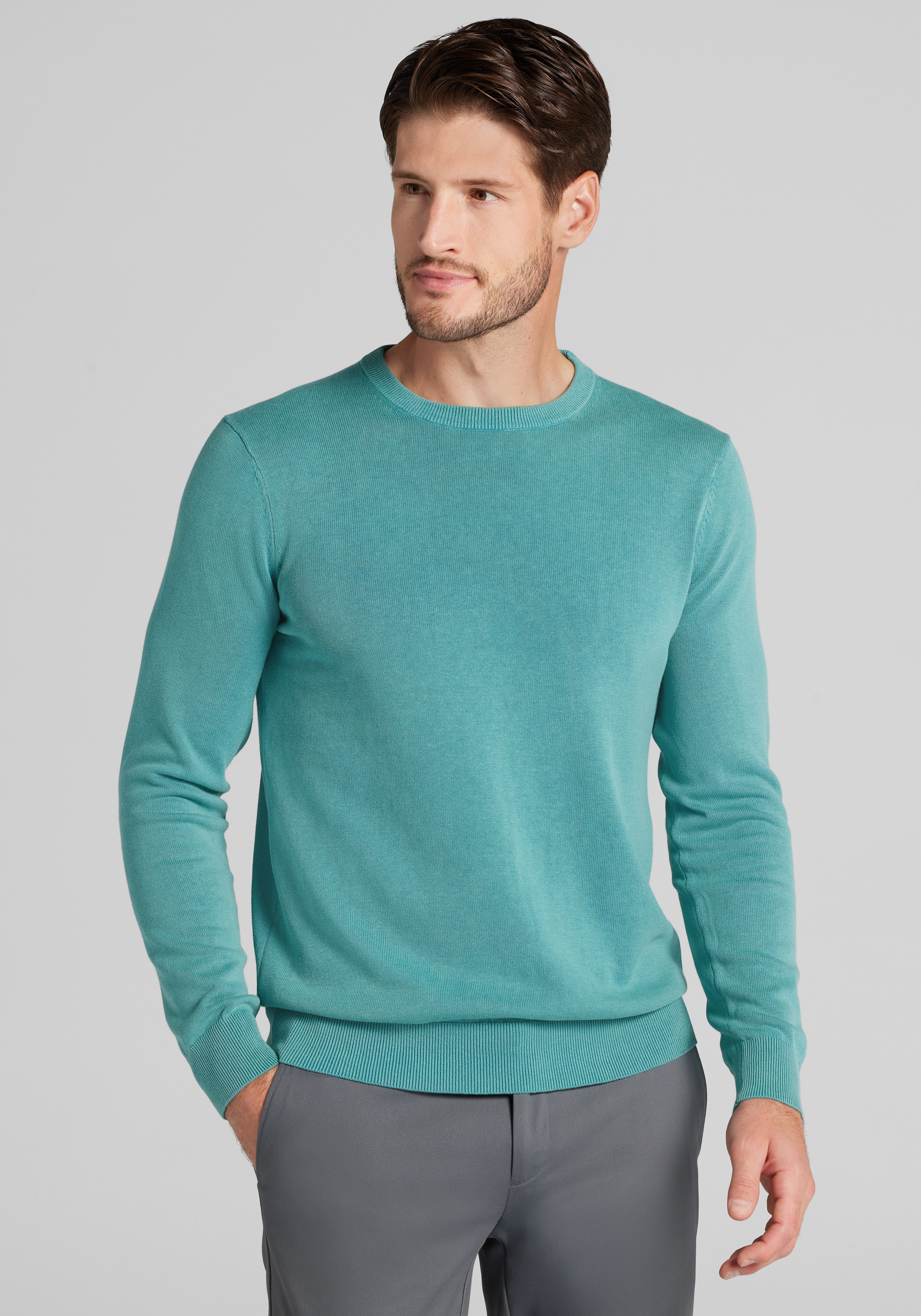 Men's Sweaters, Jos. A. Bank Tailored Fit Garment-Dyed Crew Neck Sweater CLEARANCE - Jos A Bank