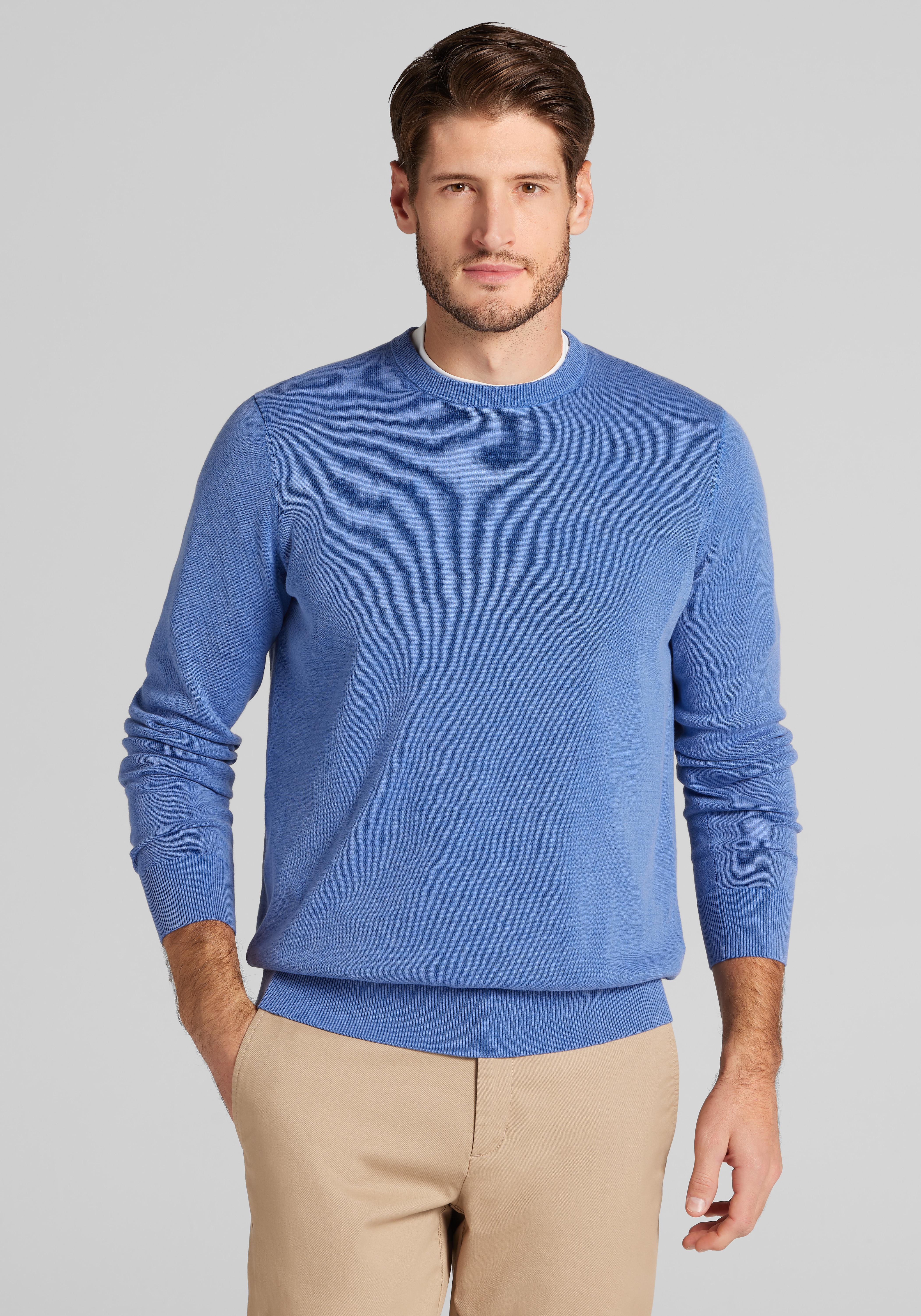 Jos. A. Bank Tailored Fit Garment-Dyed Crew Neck Sweater