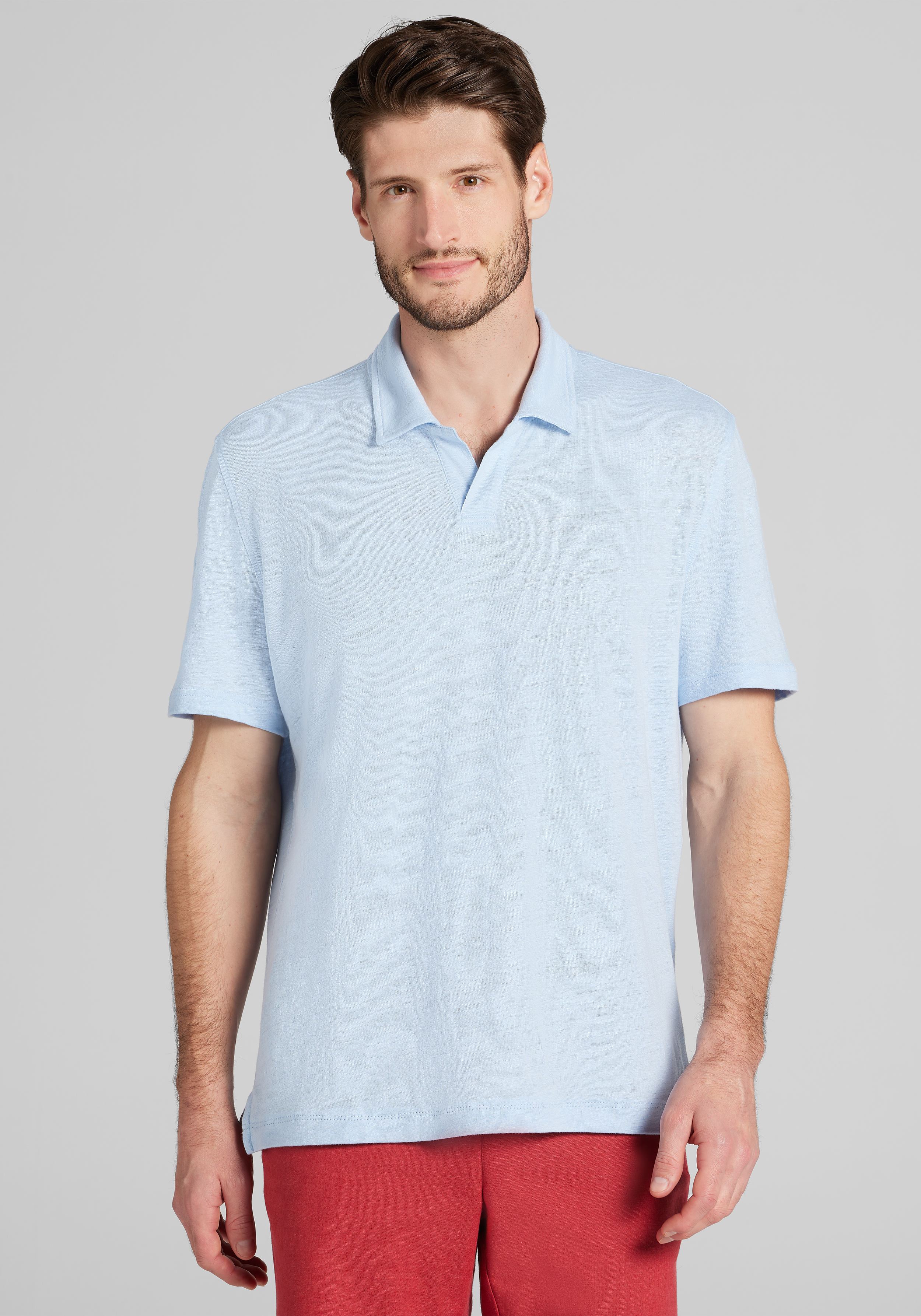 Men's New!, Reserve Collection Tailored Fit Short Sleeve Open Collar Polo - Jos A Bank