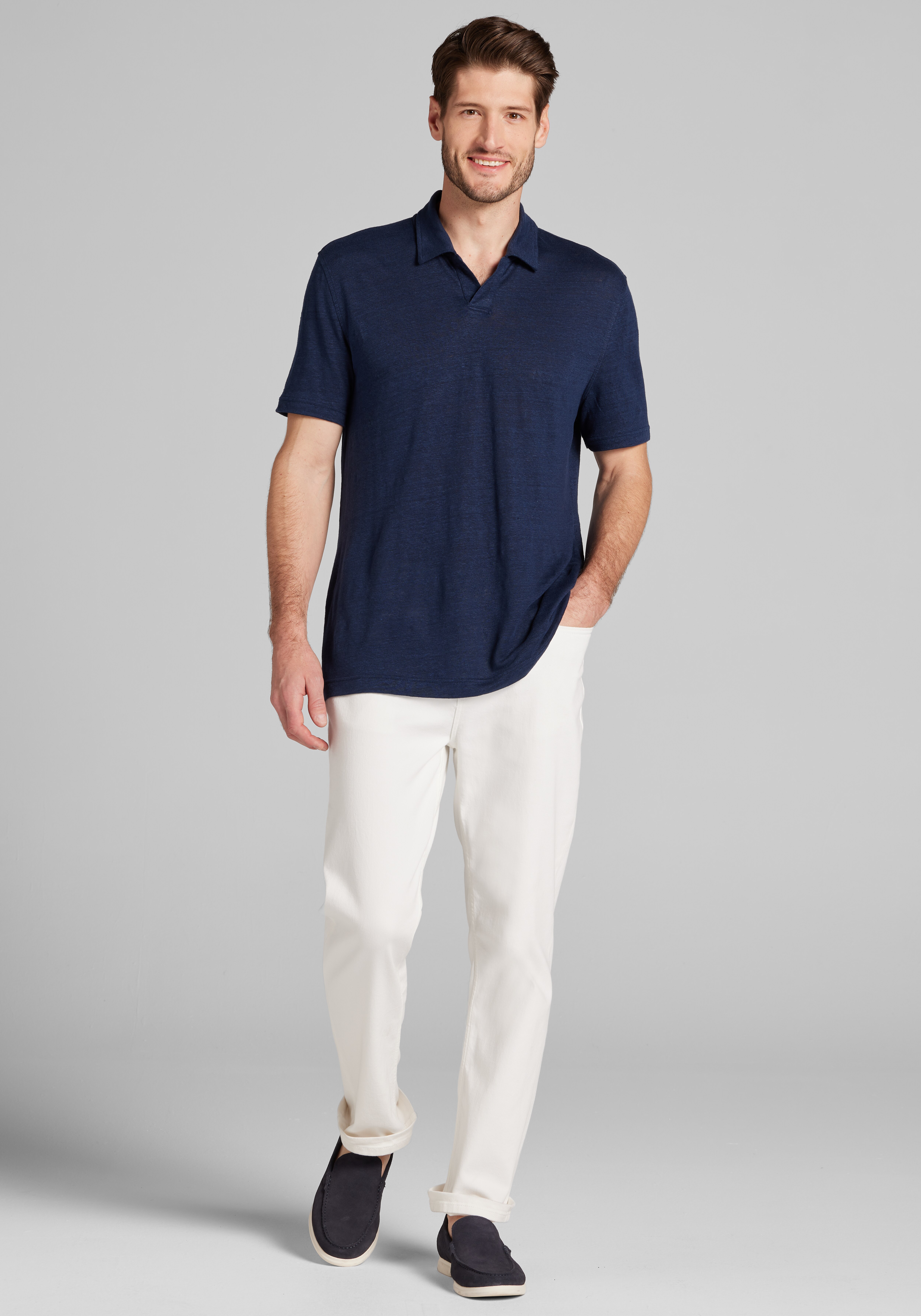 Reserve Collection Tailored Fit Short Sleeve Open Collar Polo