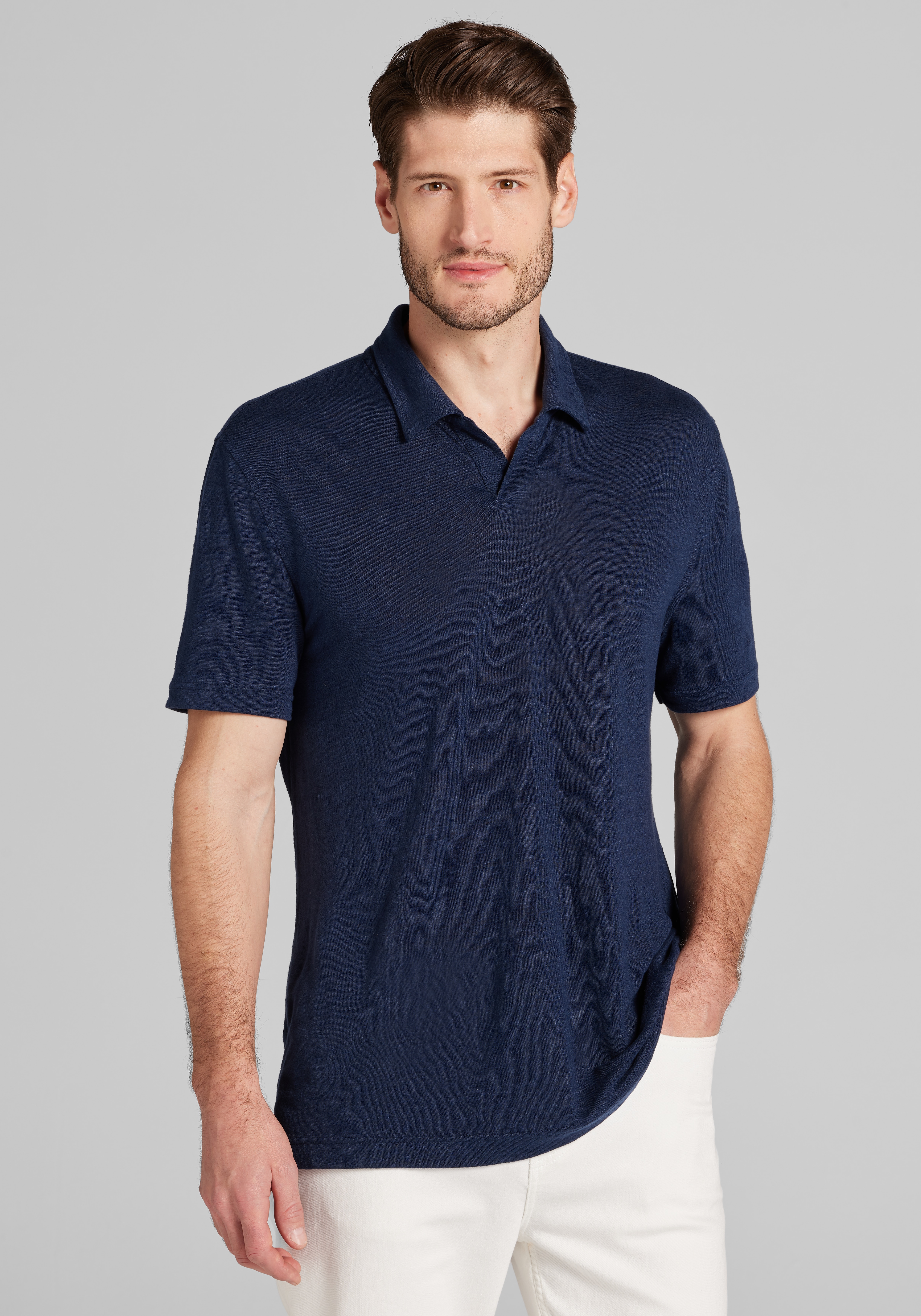 Reserve Collection Tailored Fit Short Sleeve Open Collar Polo