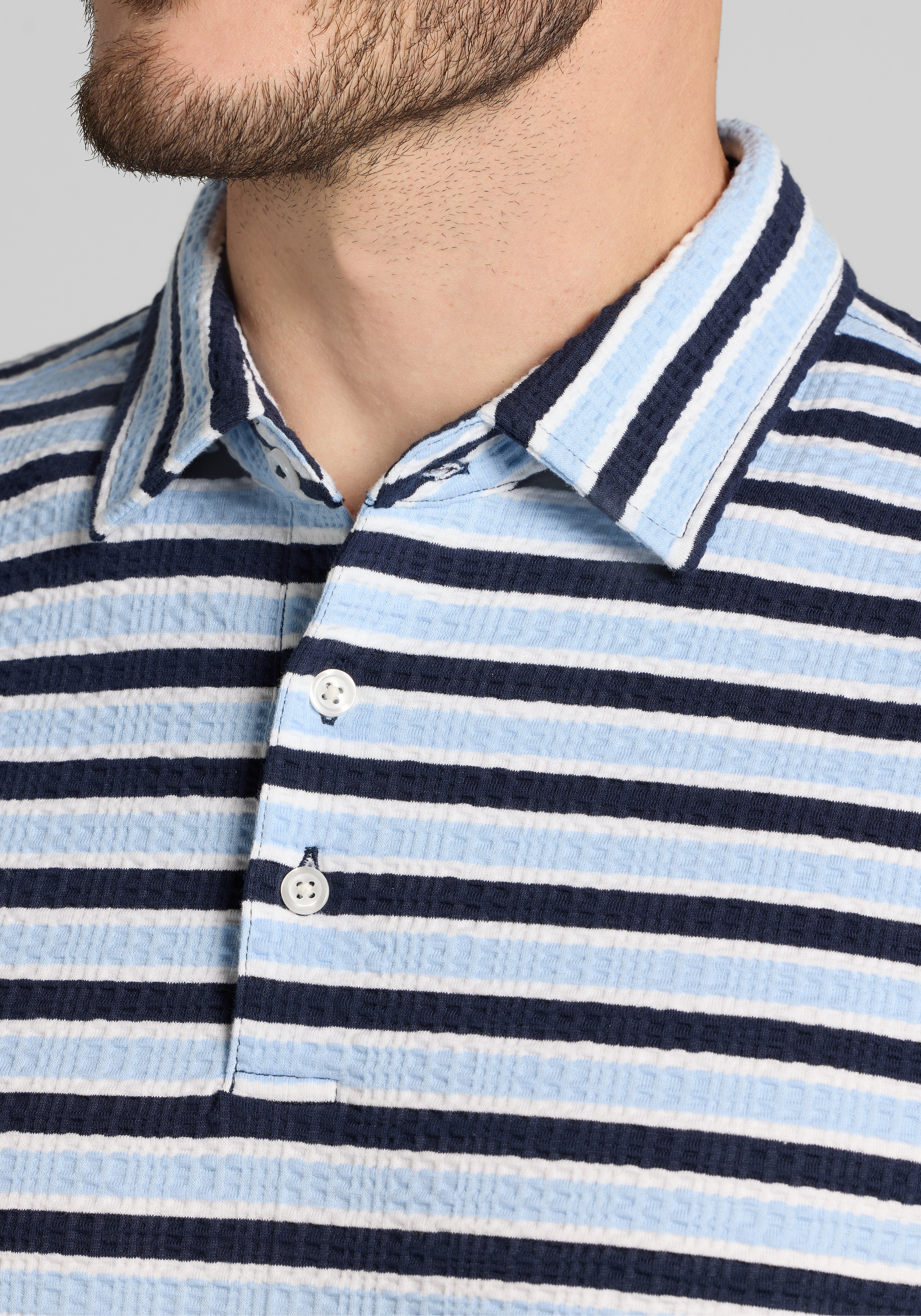 Jos. A. Bank Tailored Fit Seersucker Stripe Polo - Big & Tall CLEARANCE