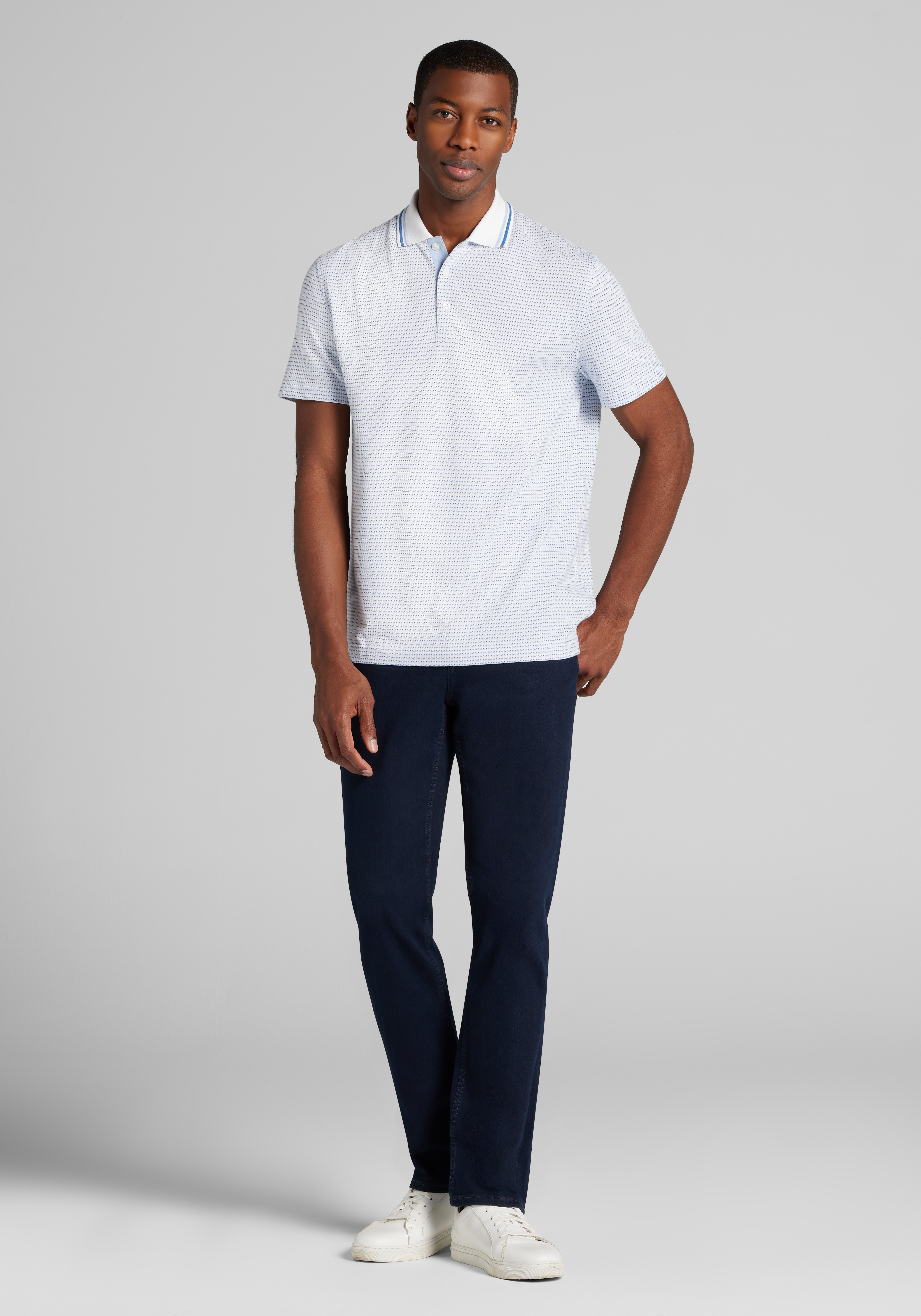 Jos. A. Bank Tailored Fit Jacquard Tipped Polo