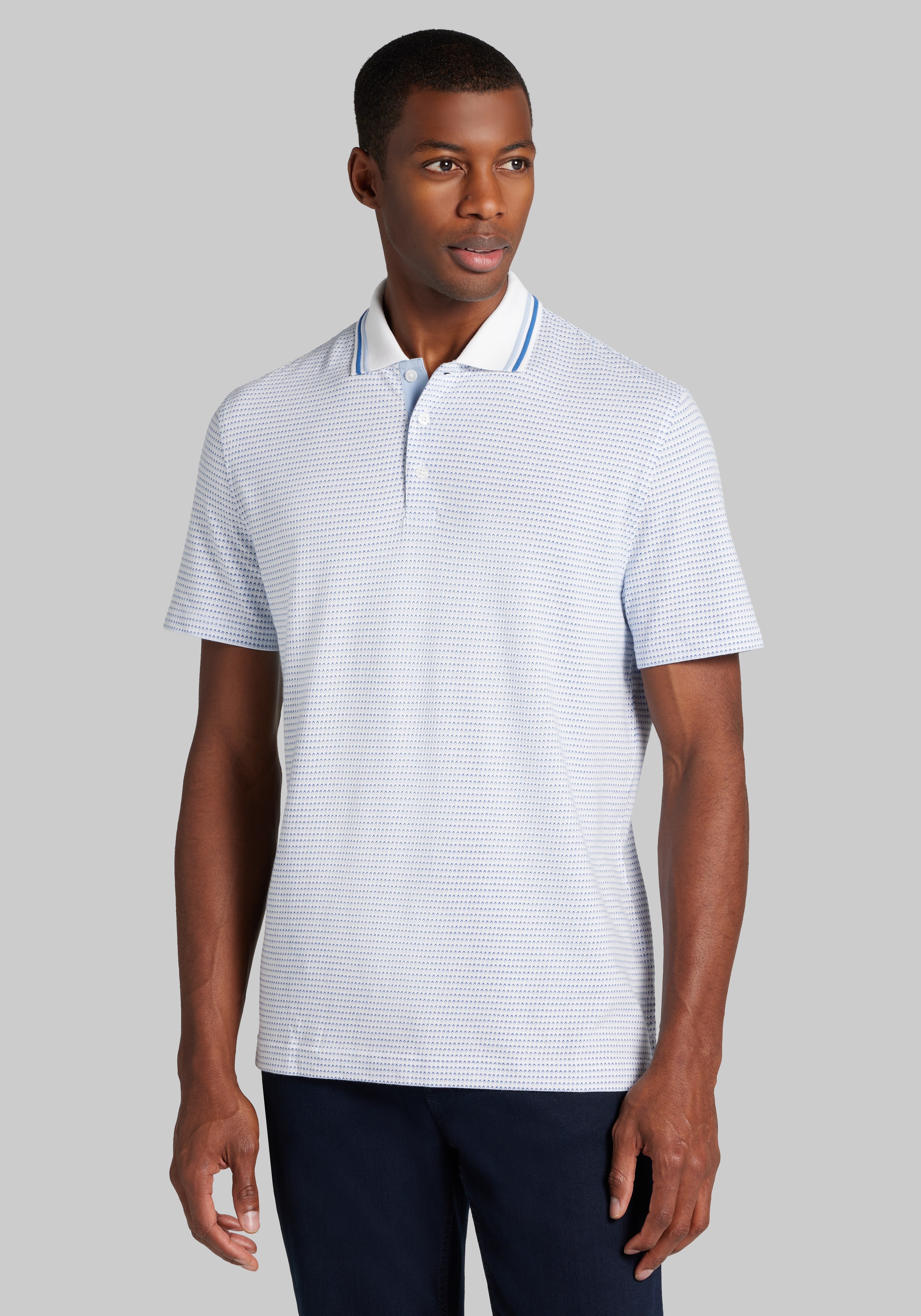 Men's FLYOUT_CATEGORY, Jos. A. Bank Tailored Fit Jacquard Tipped Polo - Big & Tall - Jos A Bank