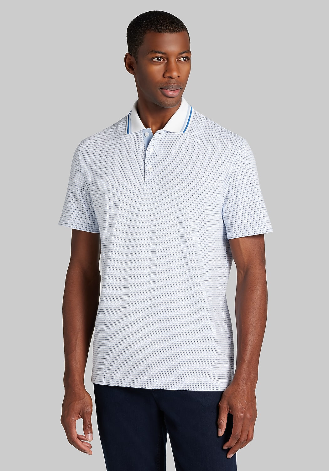 Jos. A. Bank Tailored Fit Jacquard Tipped Polo - Big & Tall