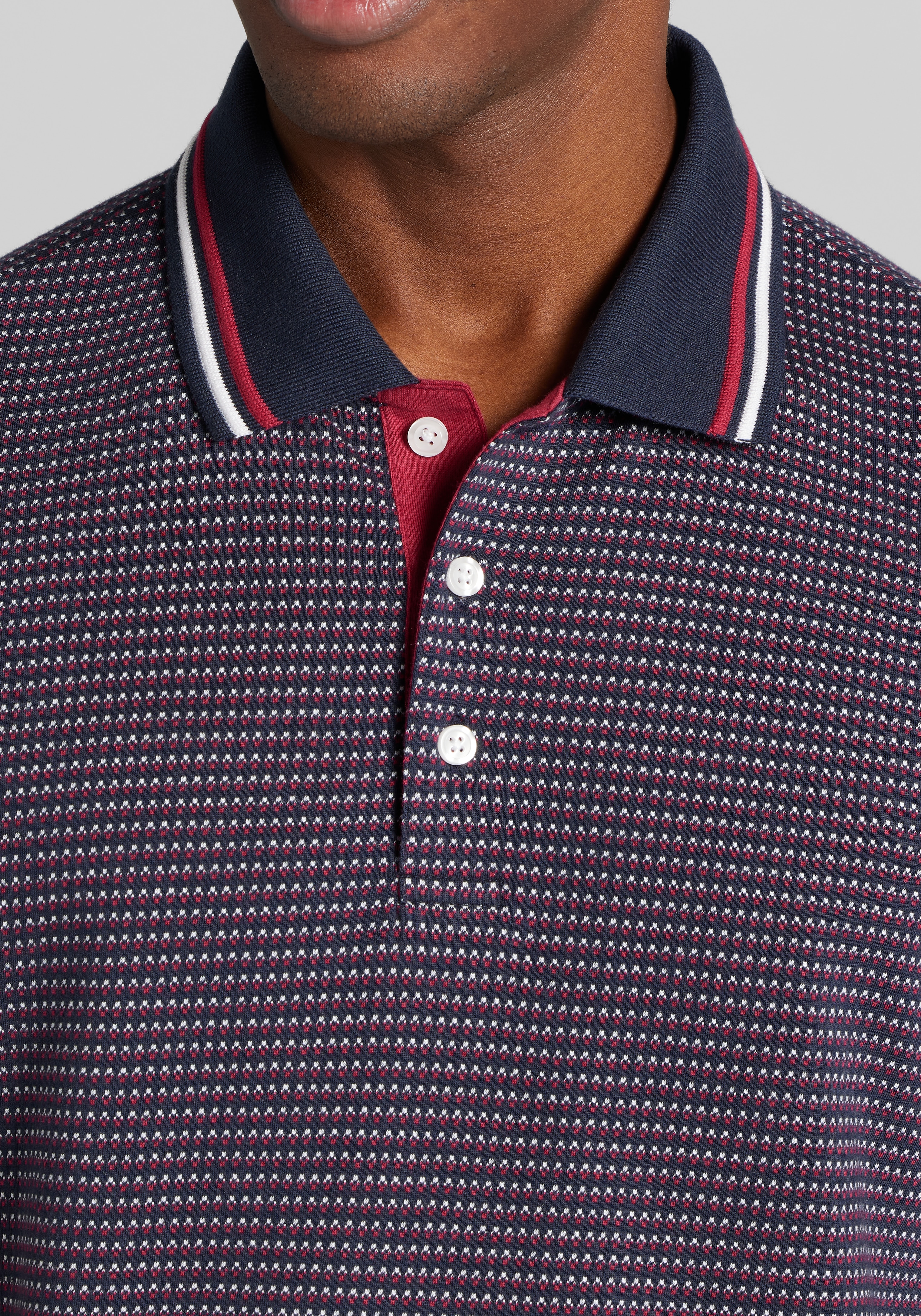 Jos. A. Bank Tailored Fit Jacquard Tipped Polo - Big & Tall CLEARANCE